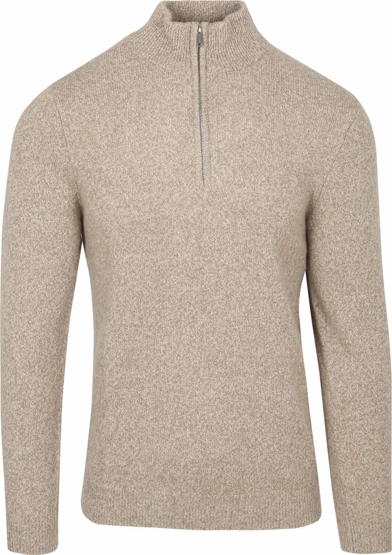 Profuomo Half Zip Pullover Lammwolle Melange Beige - Größe M günstig online kaufen