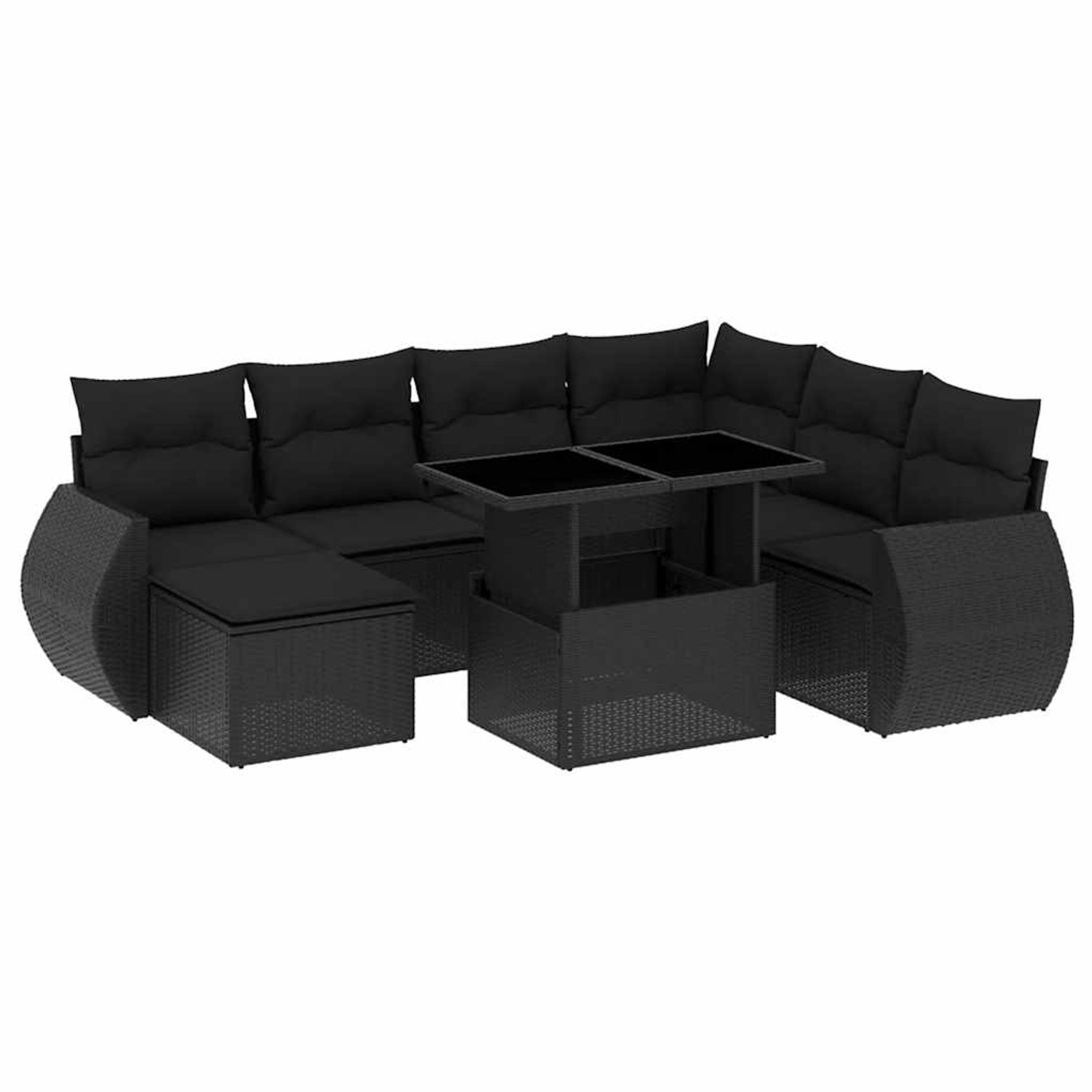 vidaXL 8-Tlg Garten-Sofagarnitur mit Kissen Schwarz Poly Rattan 3268695 günstig online kaufen