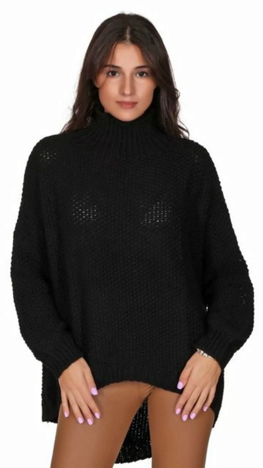 Charis Moda Longpullover Strickpullover Turtelneck Vorne kurz Hinten lang C günstig online kaufen