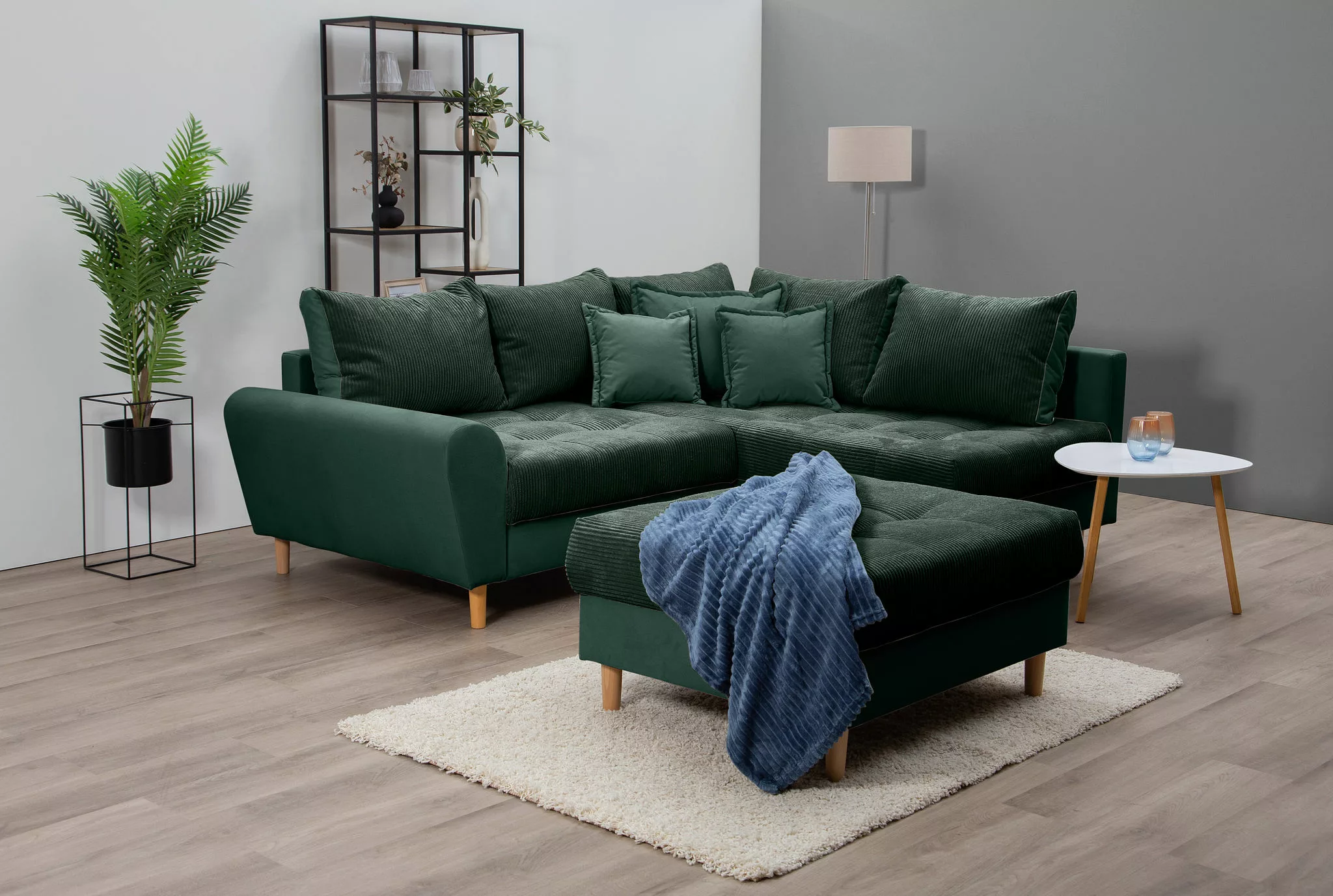 Home affaire Ecksofa "Rice L-Form", (Set, mit Hocker), mit Bonnellfederkern günstig online kaufen