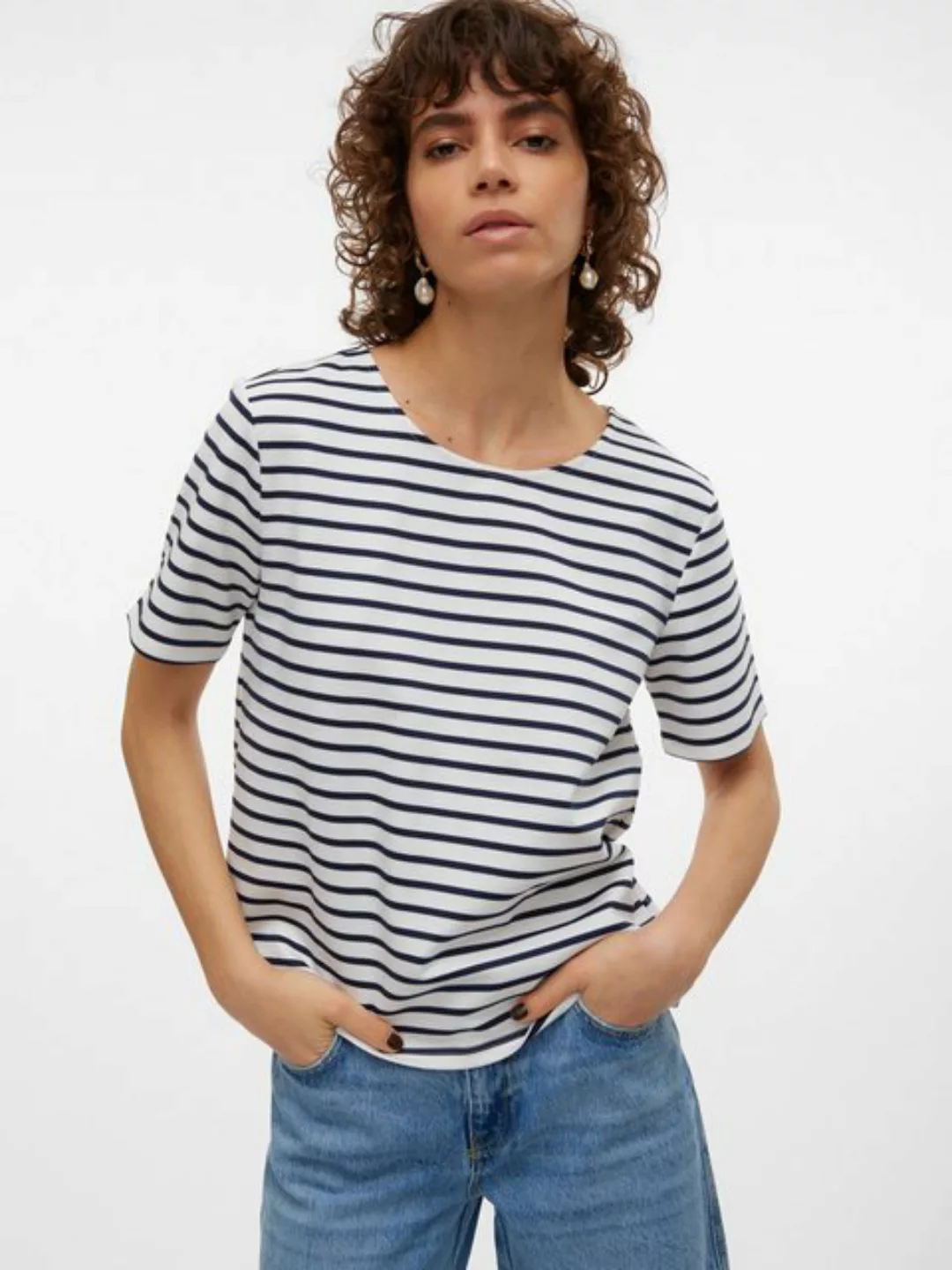 Vero Moda Rundhalsshirt VMABBY SS ZIP TOP JRS NOOS günstig online kaufen