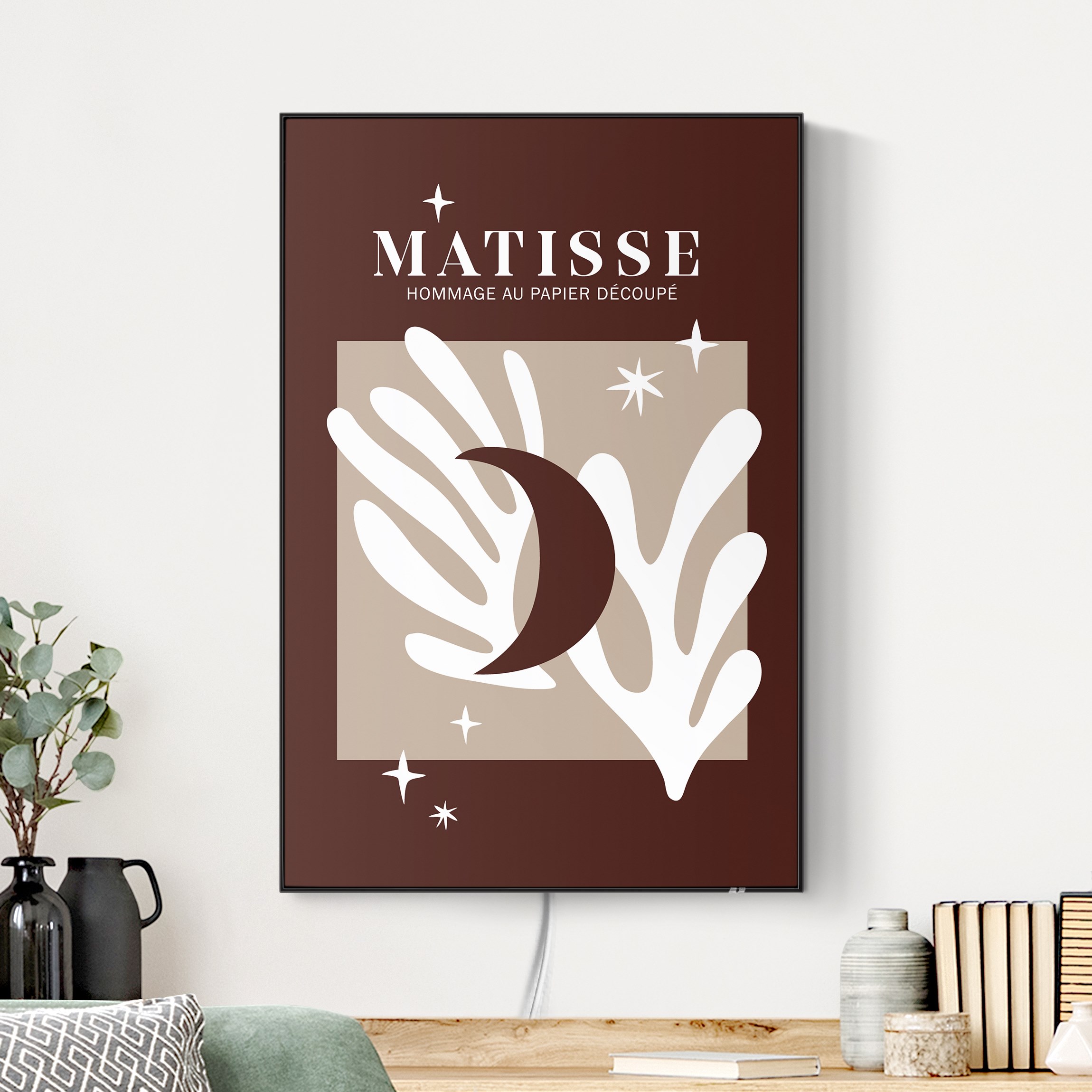 LED-Wechselbild Matisse Interpretation - Mond und Sterne Rot günstig online kaufen