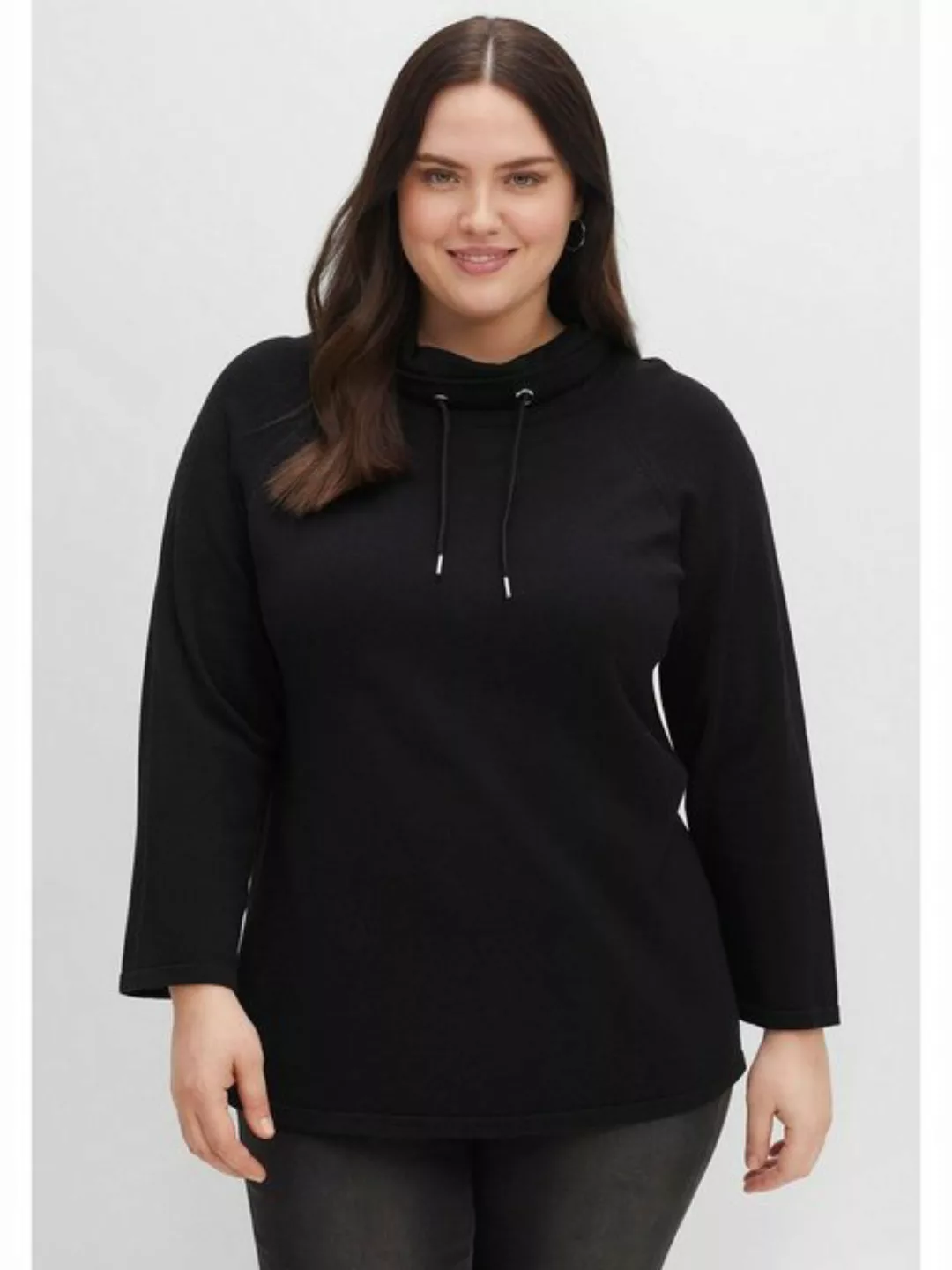 Sheego 3/4 Arm-Pullover "Große Größen", mit weitem Stehkragen günstig online kaufen