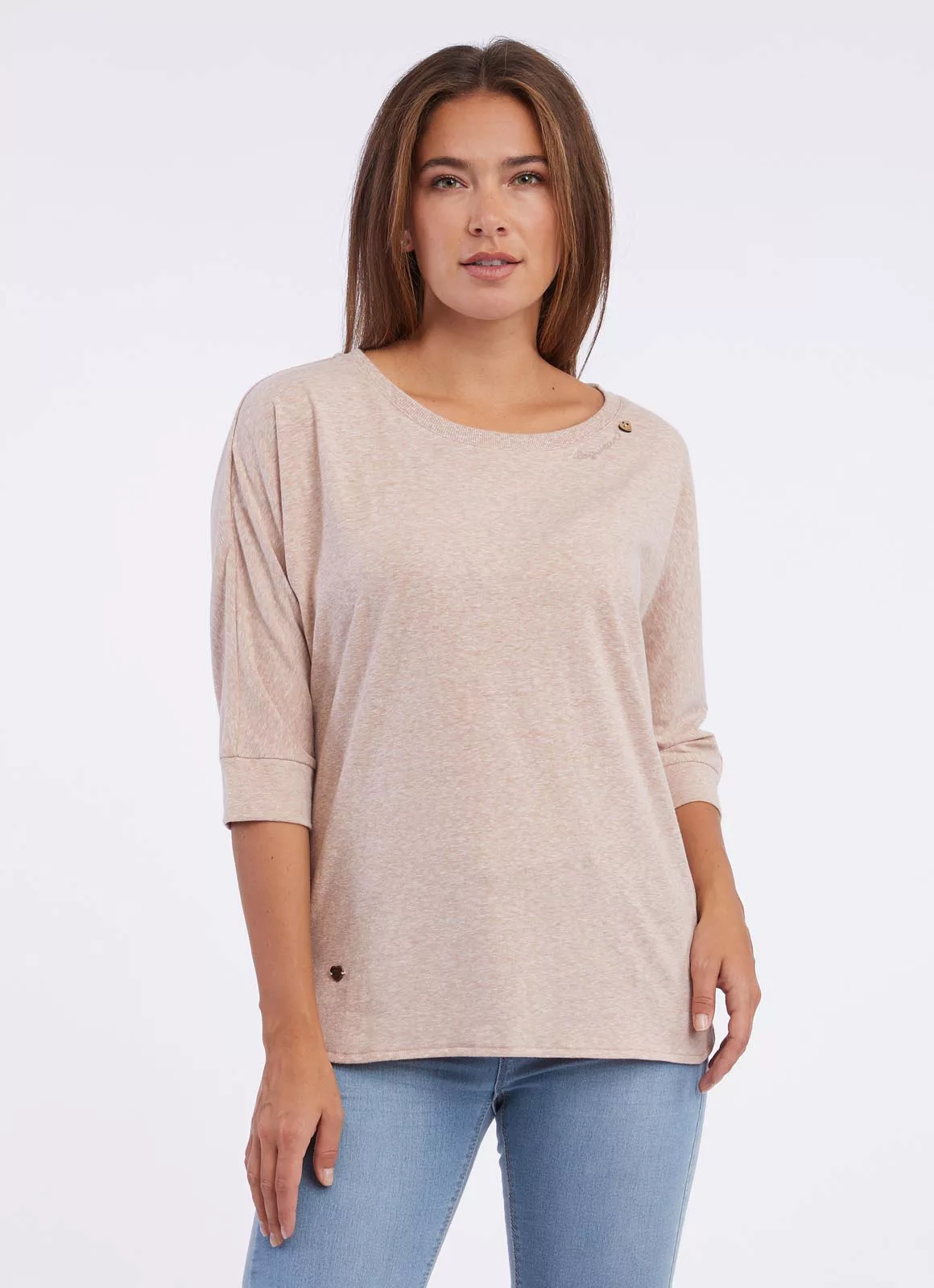 Ragwear 3/4-Arm-Shirt SHIMONA mit Zierknopf und Ton-in Ton Logostickerei günstig online kaufen