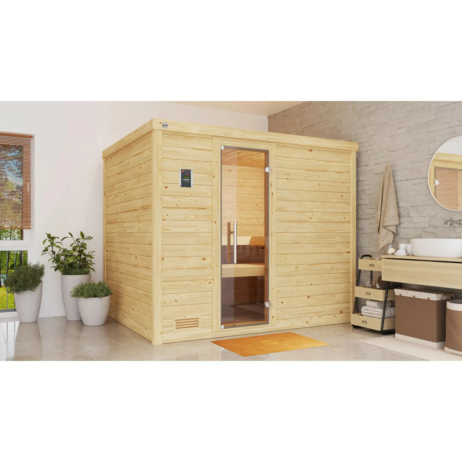 Weka Massivholzsauna Bergen 3 o. Ofen Glastür günstig online kaufen