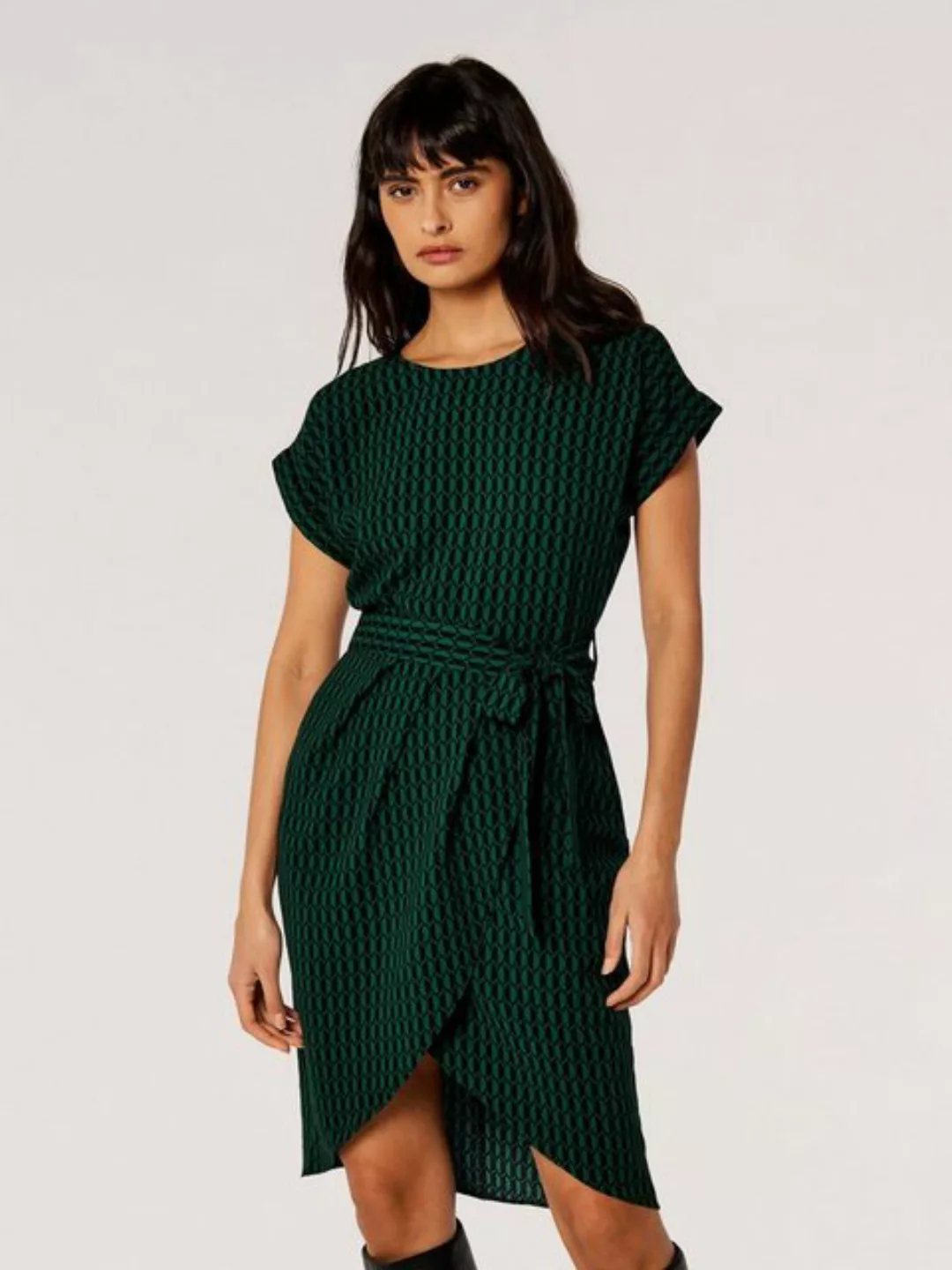 Apricot Minikleid Oval Print Wrap Dress, (Fabric belt) mit Bindegütel, mit günstig online kaufen