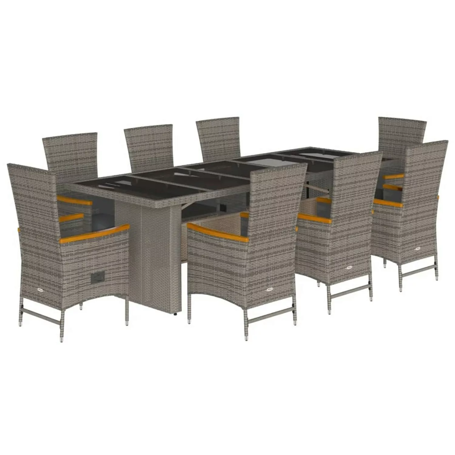 vidaXL 9-tlg Garten-Essgruppe mit Kissen Grau Poly Rattan Modell 78 günstig online kaufen