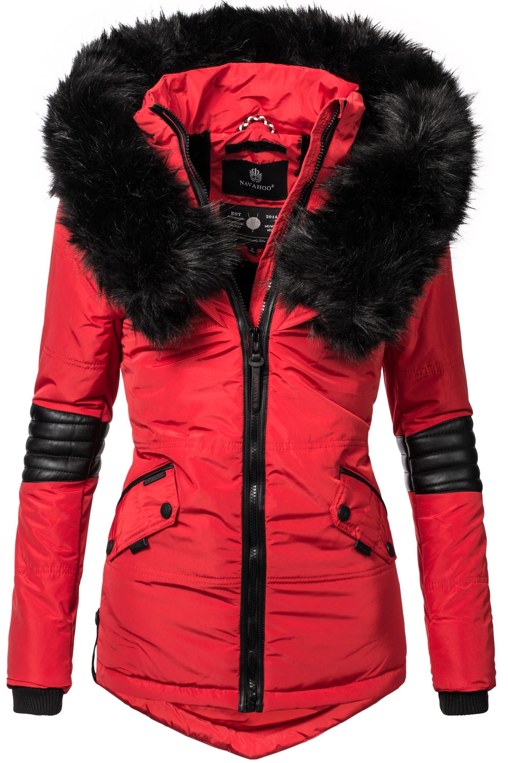 Navahoo Winterjacke "Nirvana", mit Kapuze, edle Steppjacke m. schwarzem Kun günstig online kaufen