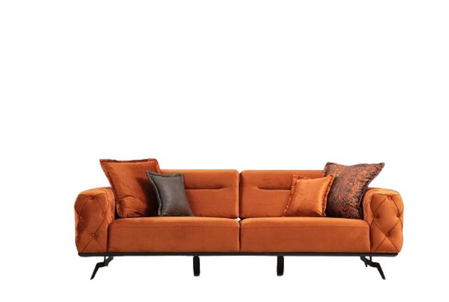 JVmoebel Sofa Dreisitzer Couch Orange Sofa 3 Sitzer Polster Stoffsofa Chest günstig online kaufen