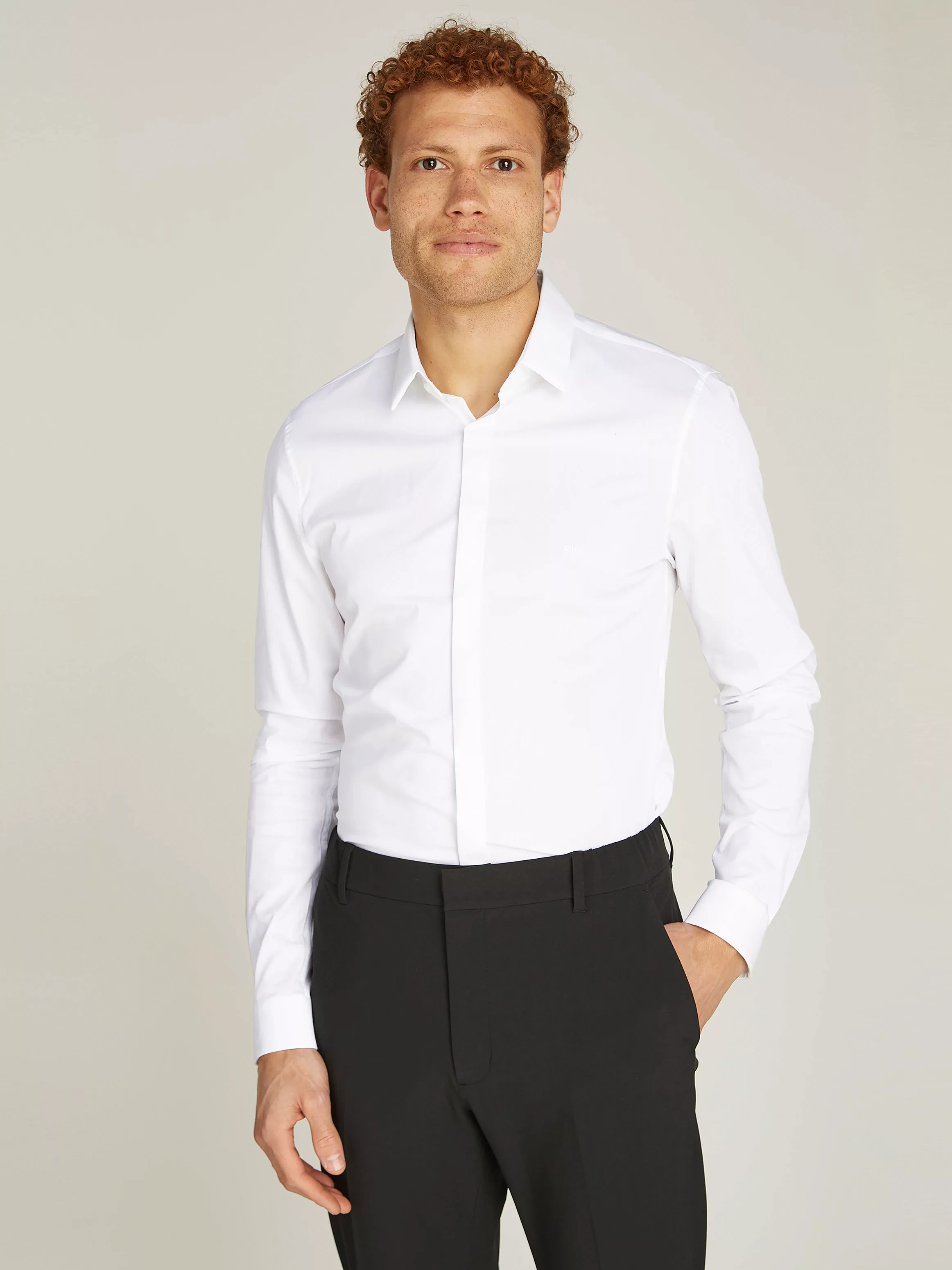 Calvin Klein Langarmhemd POPLIN HP EXTRA SLIM SHIRT mit Logostickerei günstig online kaufen