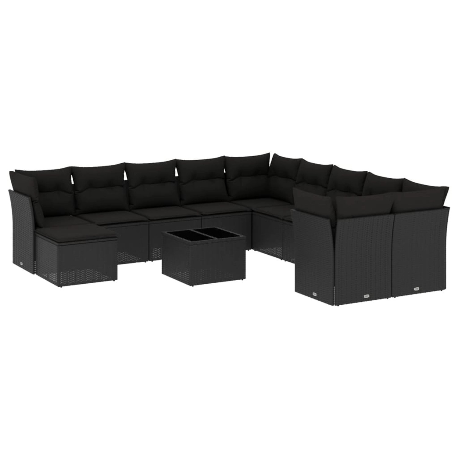 vidaXL 12-tlg Garten-Sofagarnitur mit Kissen Schwarz Poly Rattan Modell 23 günstig online kaufen