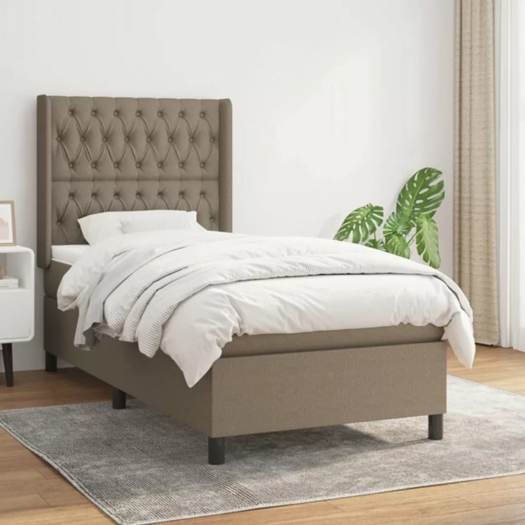 vidaXL Bett Boxspringbett mit Matratze Taupe 100x200 cm Stoff günstig online kaufen