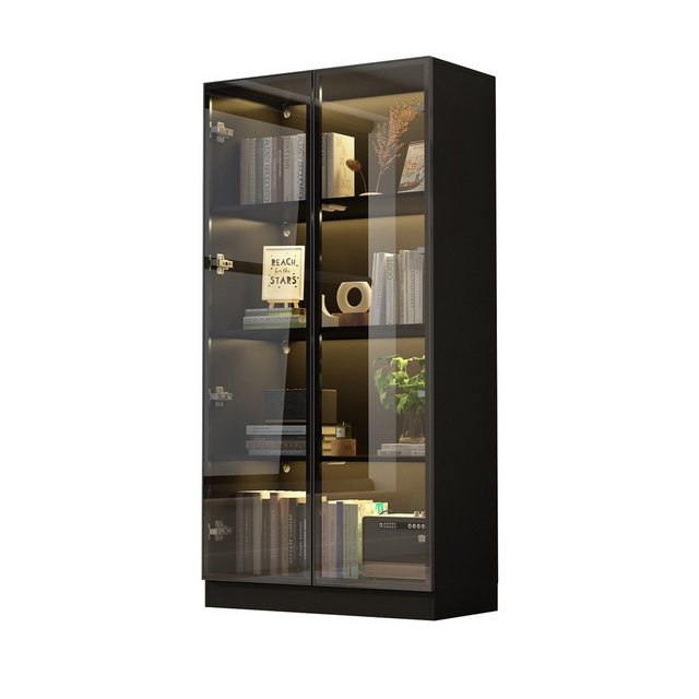 FUFU&GAGA Vitrine Vitrinenschrank mit Glastüren und Beleuchtung 160 CM günstig online kaufen