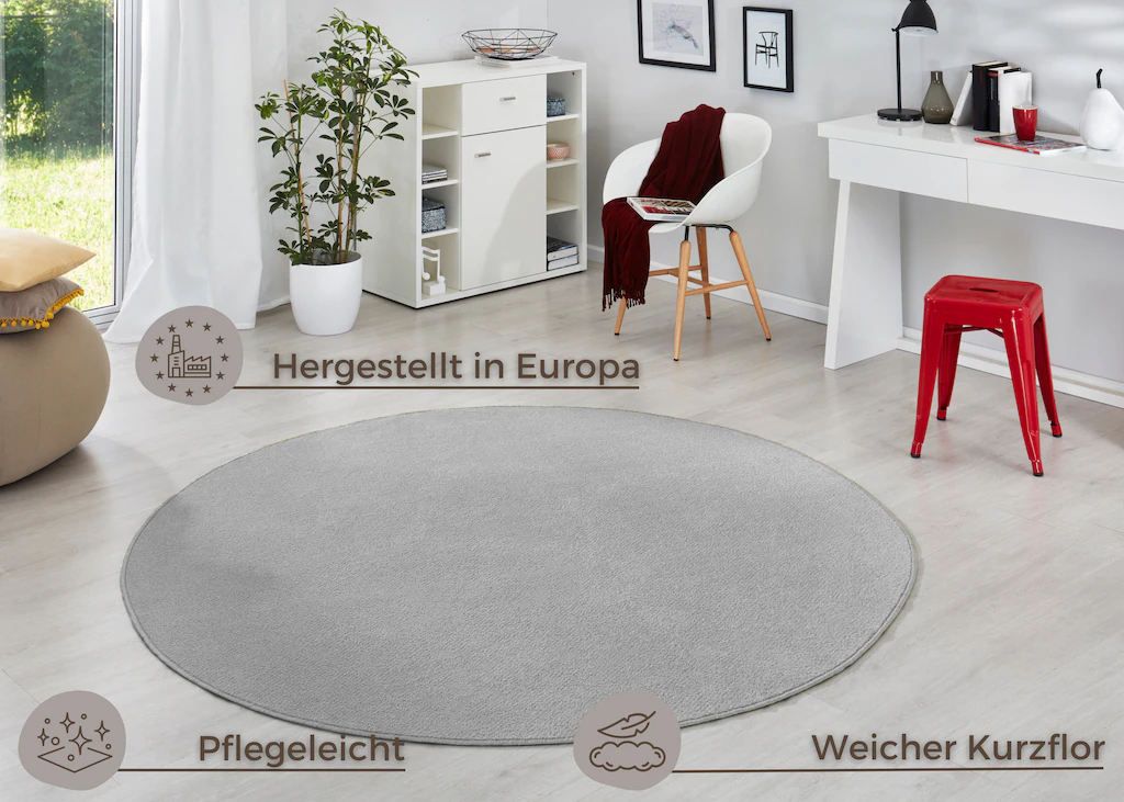 HANSE Home Teppich »Fancy«, rund, 7 mm Höhe, Kurzflor, Weich, Einfarbig, Wo günstig online kaufen