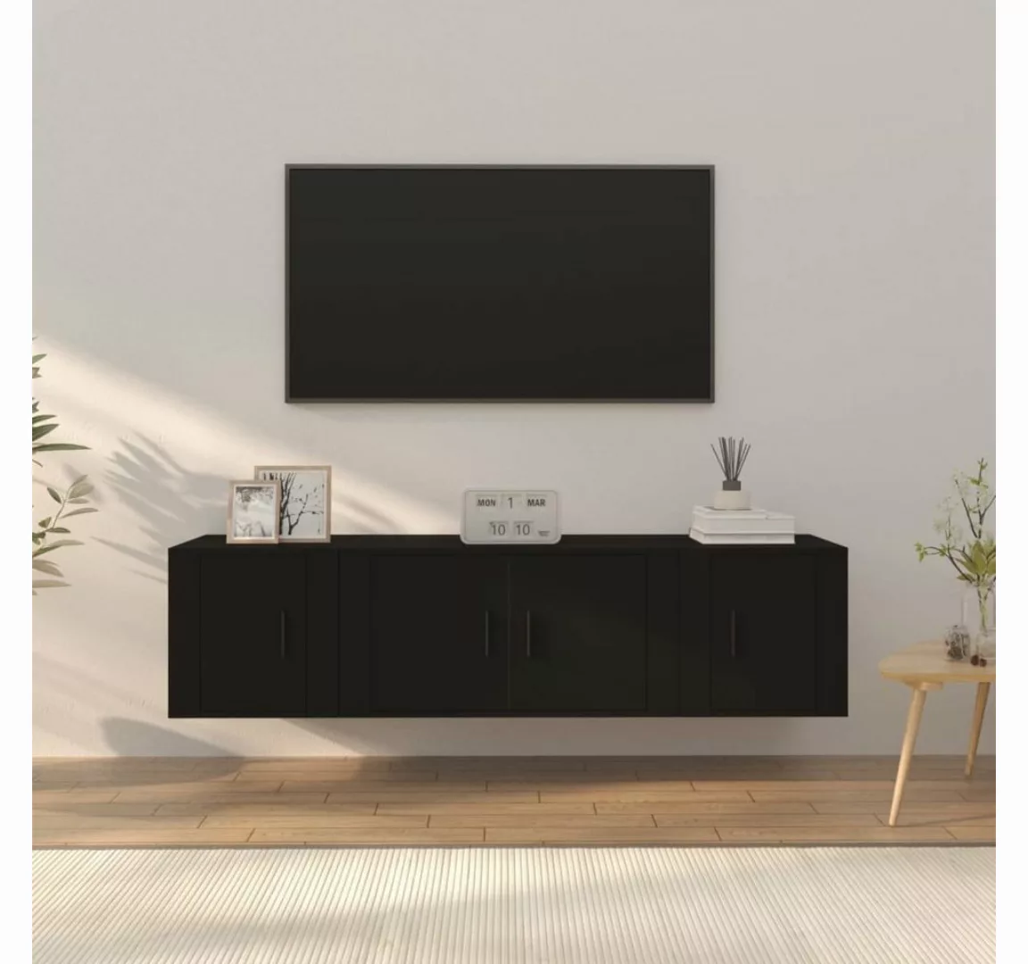 furnicato TV-Schrank 3-tlg. TV-Schrank-Set Schwarz Holzwerkstoff günstig online kaufen