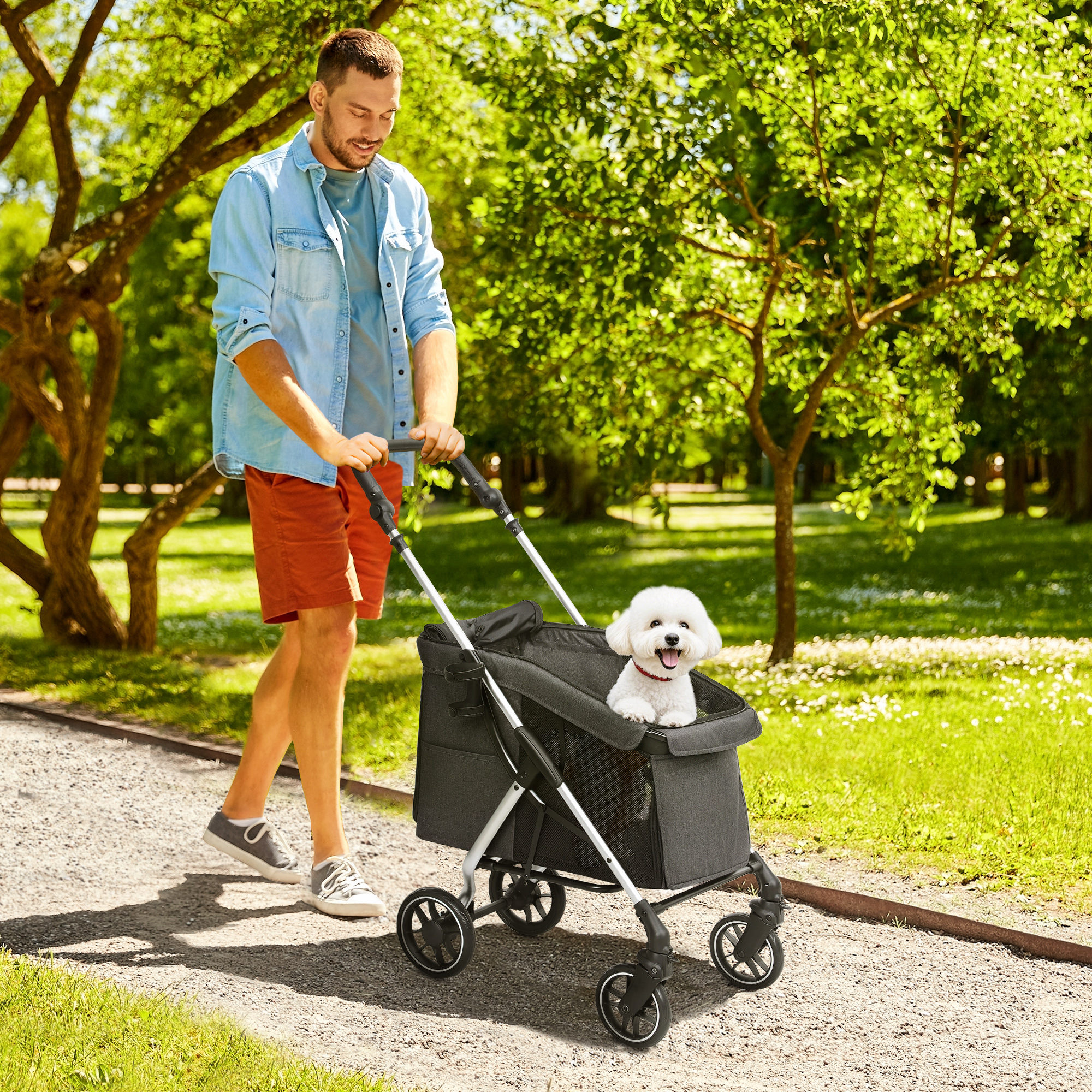 PawHut Hundewagen leicht Hundebuggy aus Aluminium klappbar für Hunde & Katz günstig online kaufen