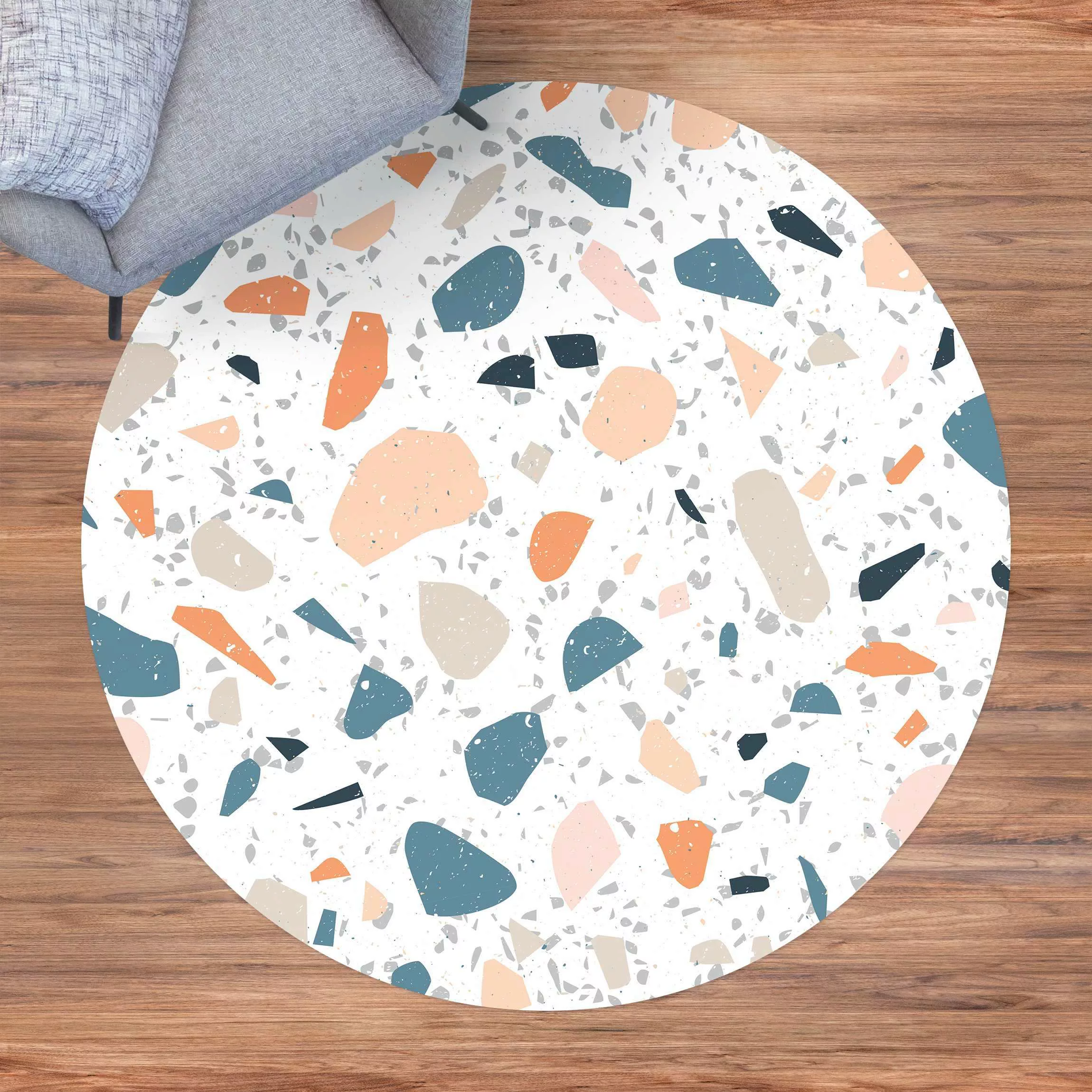Runder Vinyl-Teppich Detailliertes Terrazzo Muster Asti günstig online kaufen