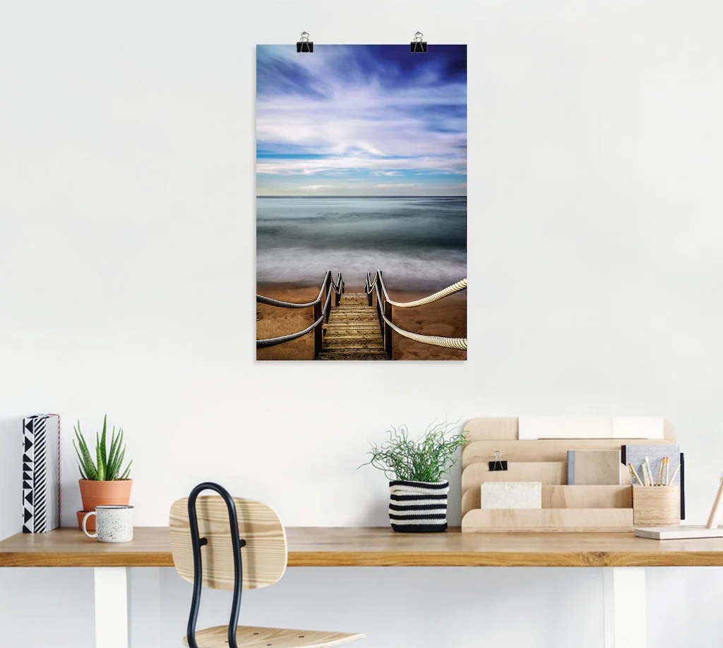 Artland Poster »Holzsteg am Meer«, Strandbilder, (1 St.), als Alubild, Lein günstig online kaufen