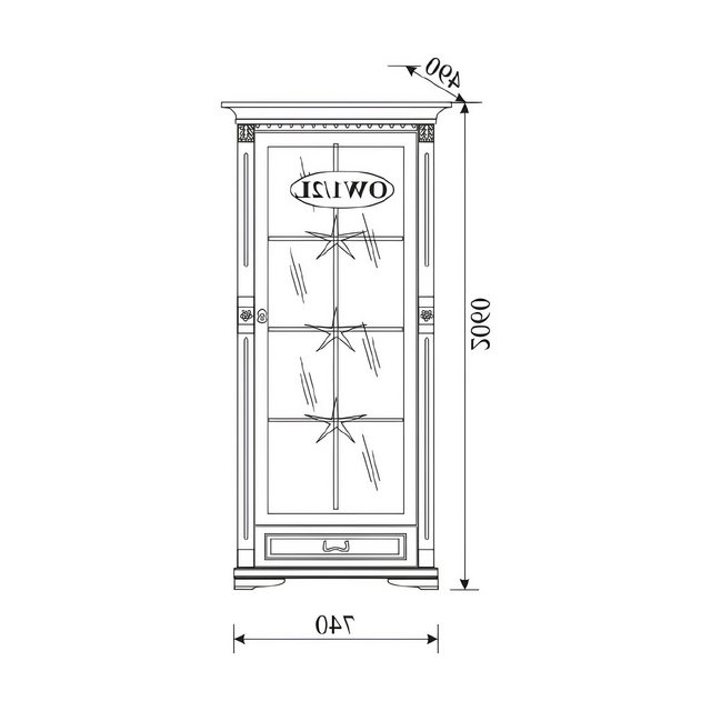 Xlmoebel Vitrine Traditioneller Glasschrank Vitrine Schrank Kolonial OW 1-2 günstig online kaufen