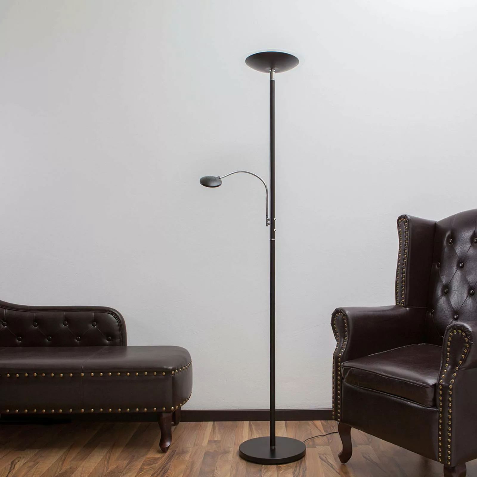 LED-Deckenfluter Malea, Lesearm, schwarz günstig online kaufen