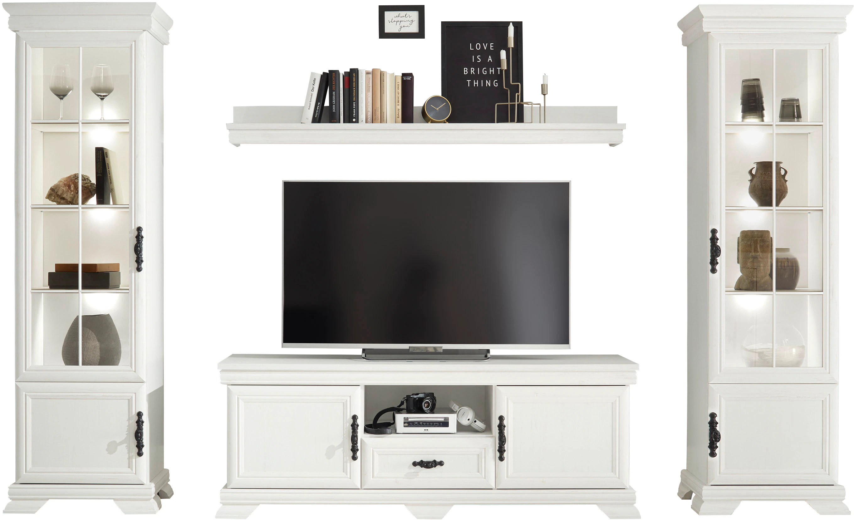 Home affaire Wohnwand "Royal", (4 St., bestehend aus 2 Vitrinen, 1 Lowboard günstig online kaufen