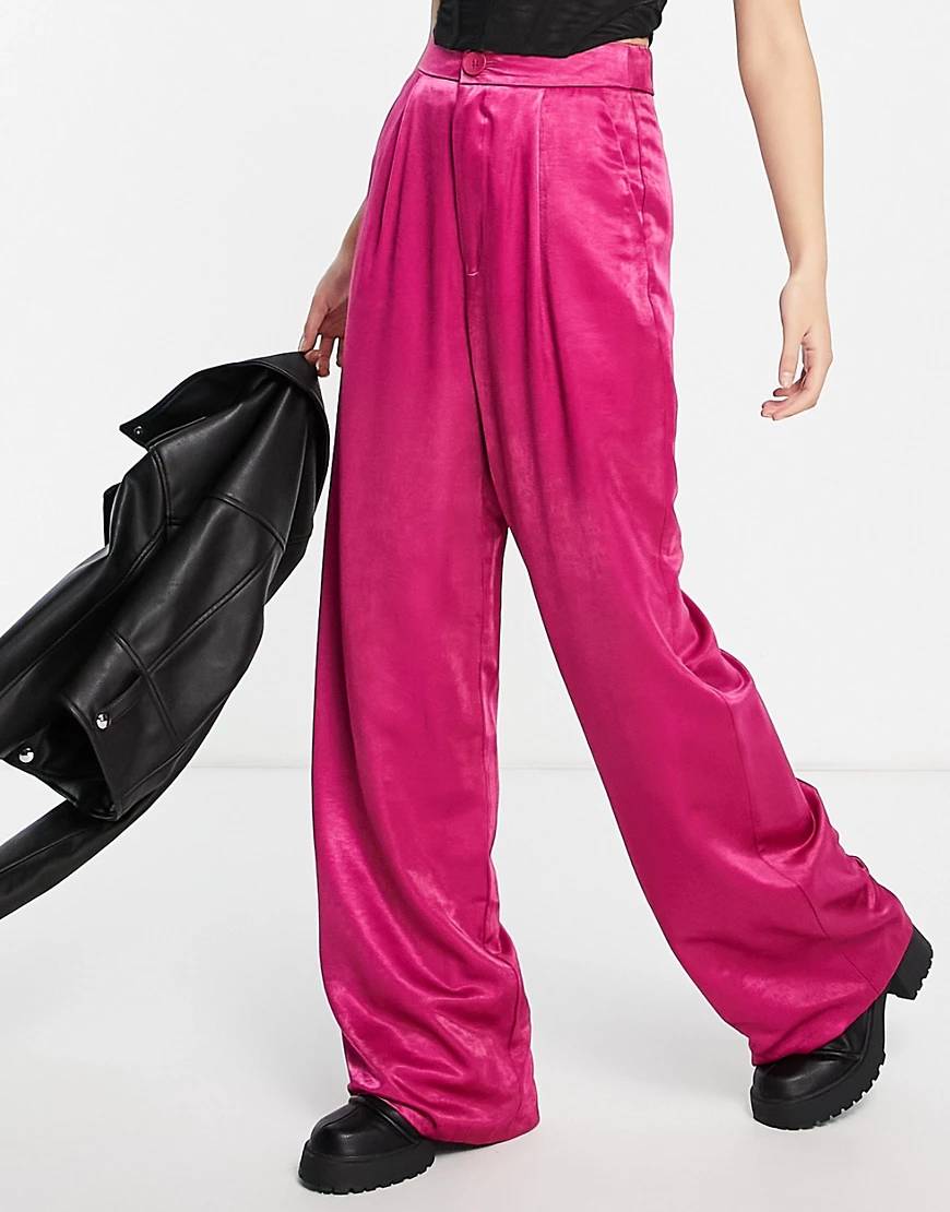 Stradivarius – Satinhose in Rosa günstig online kaufen