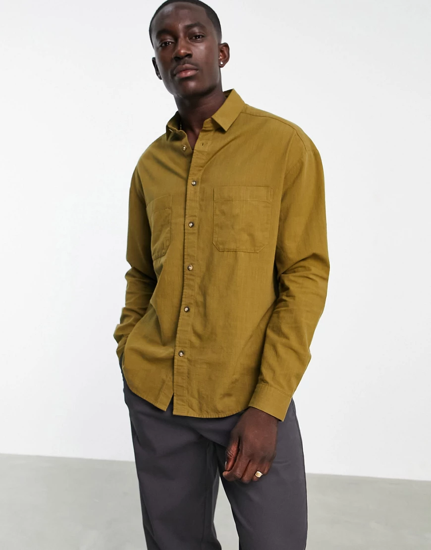 ASOS DESIGN ‑ Oversize-Hemd in Leinenoptik im 90er-Stil mit zwei Taschen in günstig online kaufen