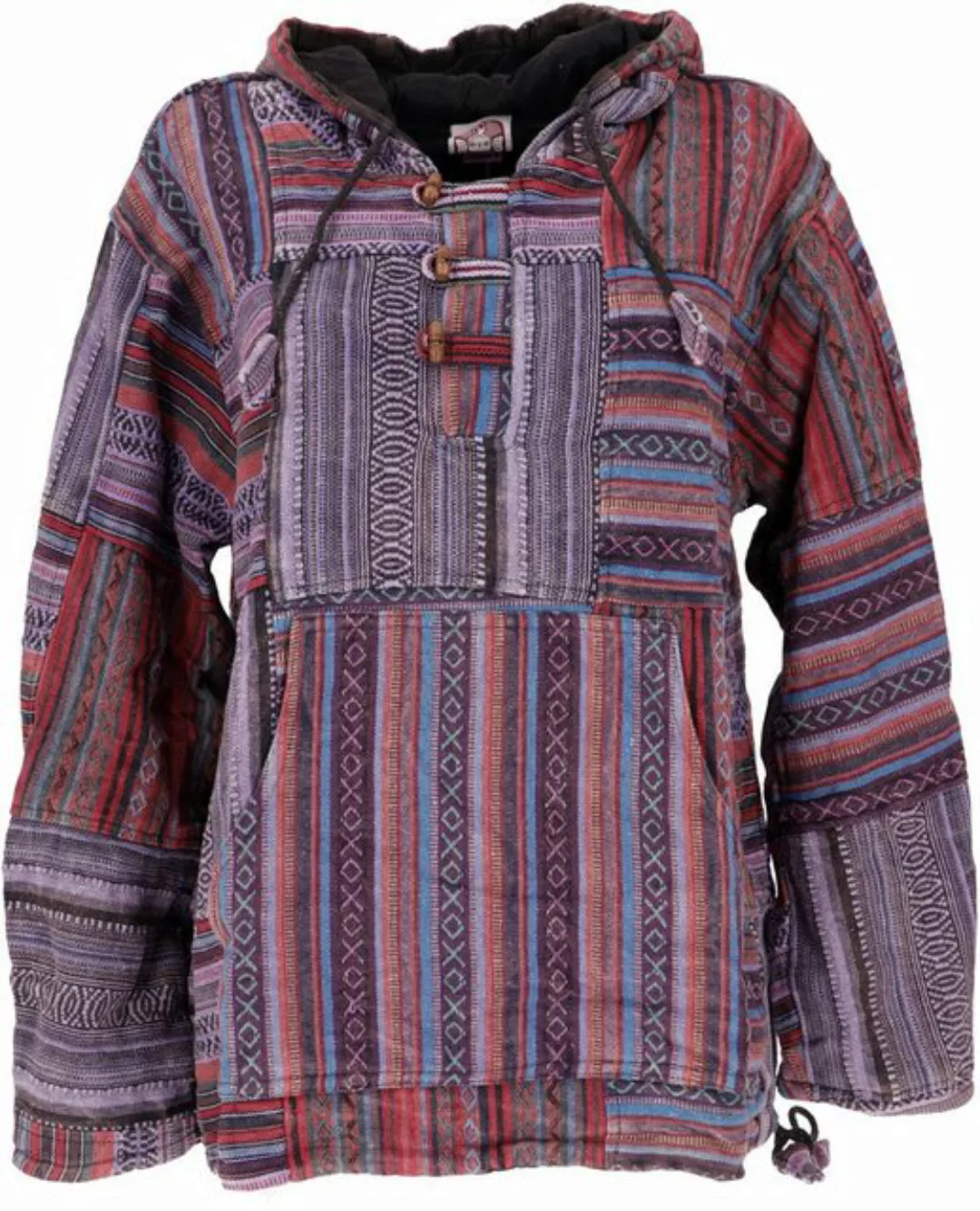 Guru-Shop Sweater Goa Unisex Kapuzenshirt, Stonewash Patchwork.. alternativ günstig online kaufen