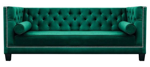 Xlmoebel Chesterfield-Sofa Luxus Chesterfield Samt Dreisitzer Grün Polster günstig online kaufen