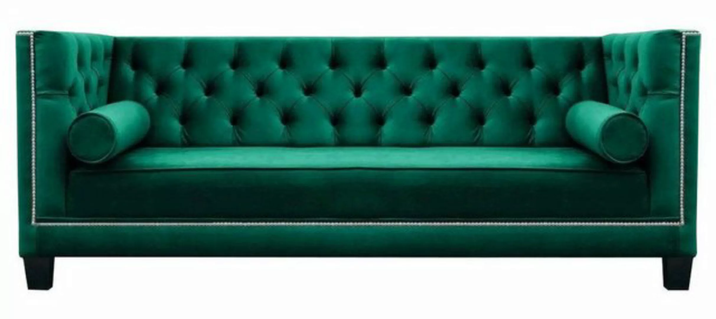 Xlmoebel Chesterfield-Sofa Luxus Chesterfield Samt Dreisitzer Grün Polster günstig online kaufen