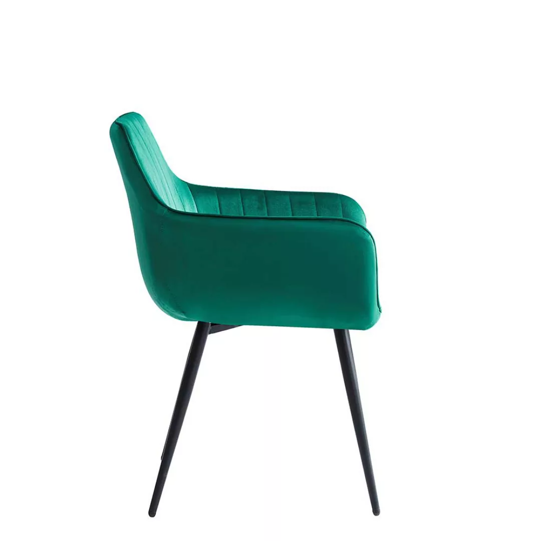 Armlehnstuhl Set grün in modernem Design Samt (2er Set) günstig online kaufen
