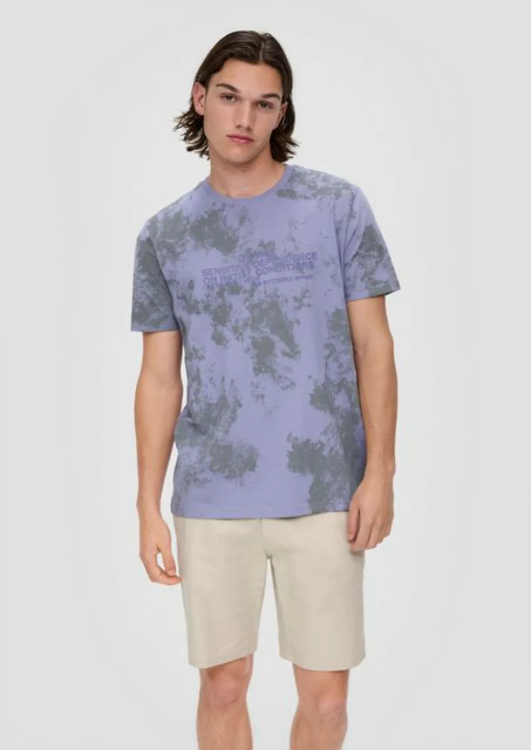 QS Kurzarmshirt T-Shirt mit All-over-Print günstig online kaufen