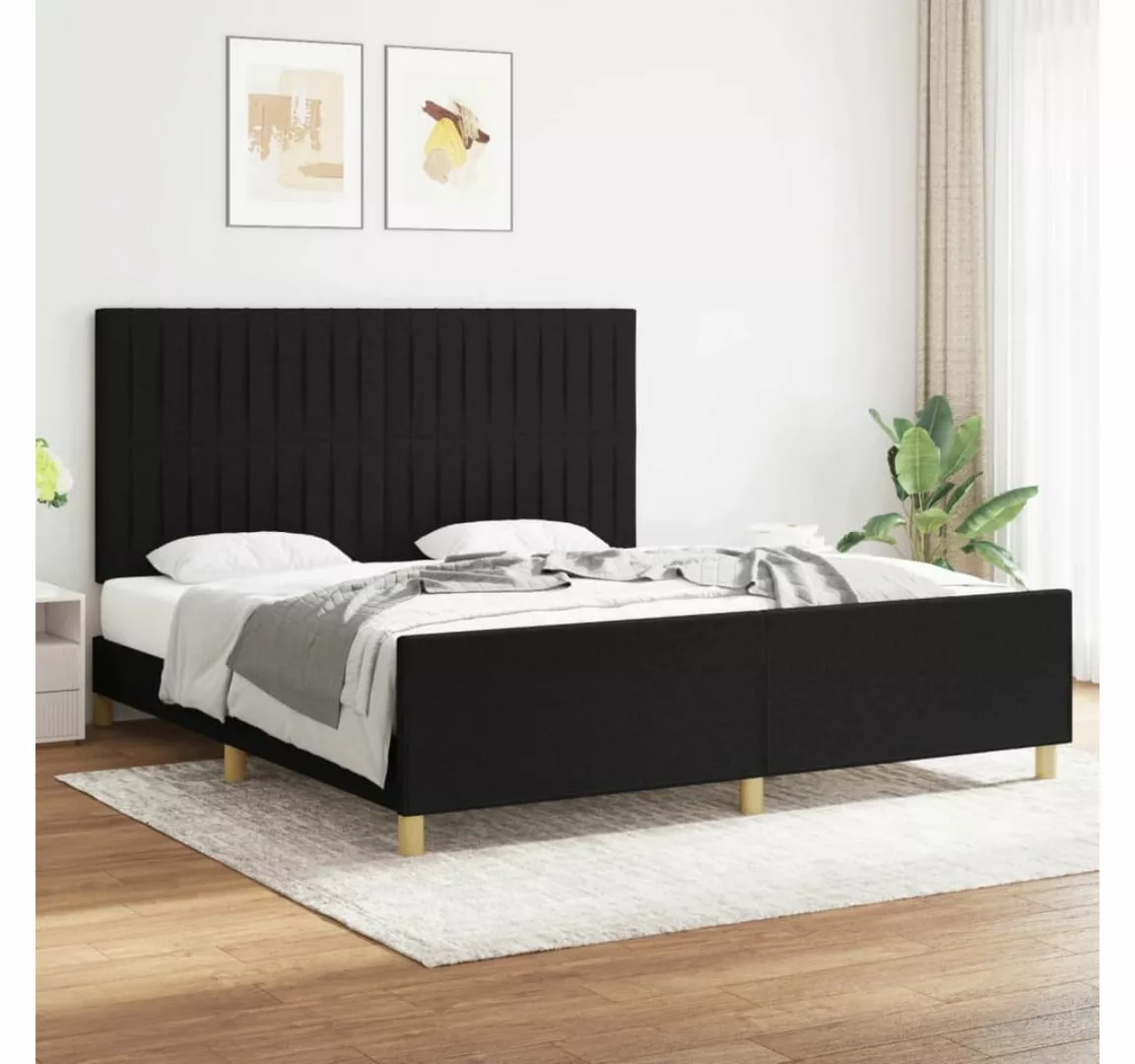 furnicato Bett Bettgestell mit Kopfteil Schwarz 180x200 cm Stoff günstig online kaufen
