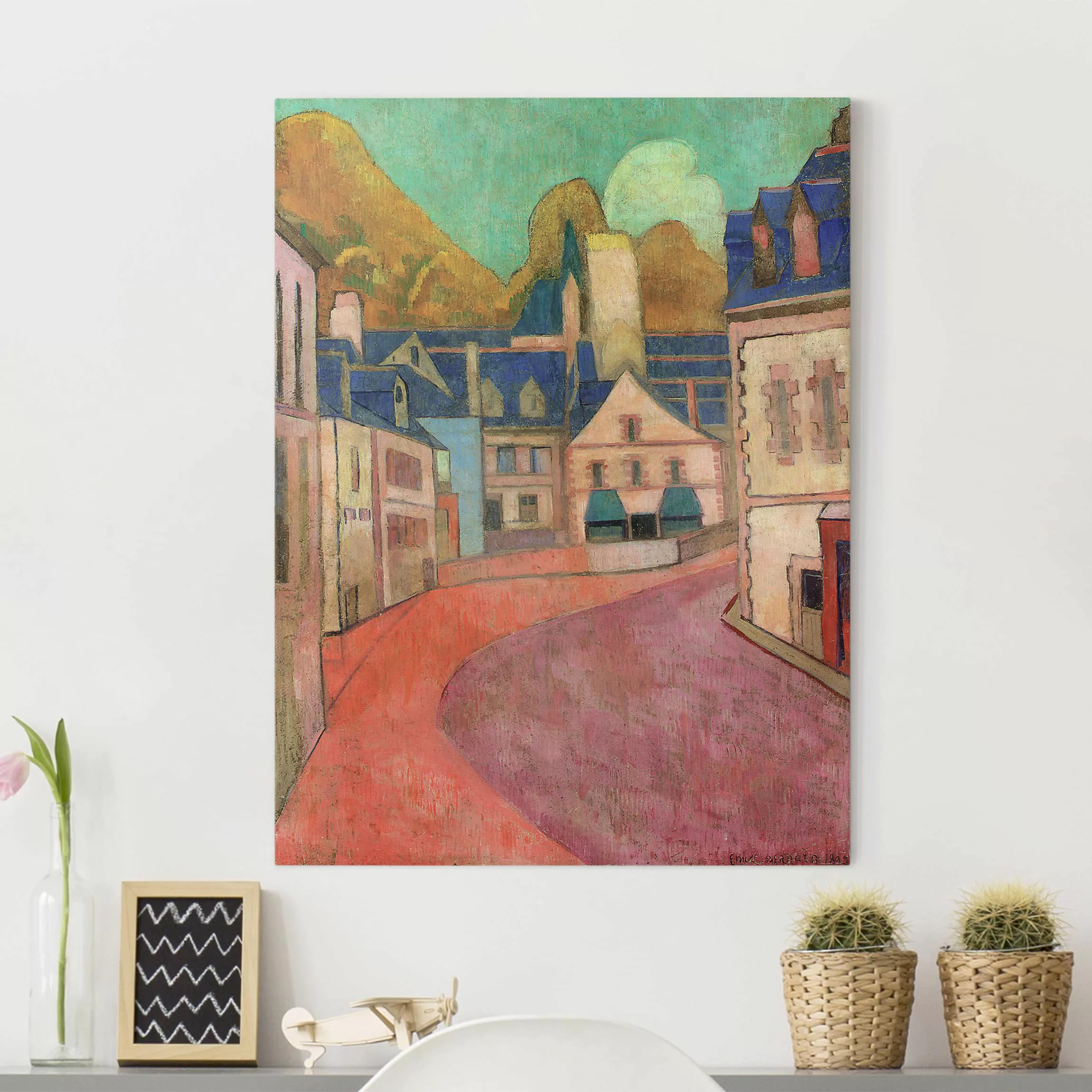 Leinwandbild Kunstdruck - Hochformat Emile Bernard - La Rue Rose à Pont-Ave günstig online kaufen