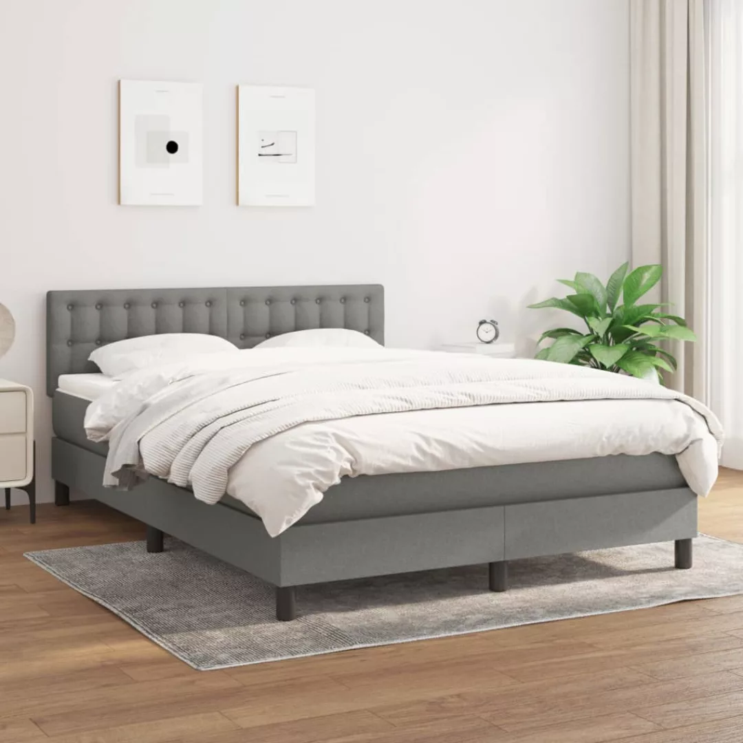 Vidaxl Boxspringbett Mit Matratze Dunkelgrau 140x200 Cm Stoff günstig online kaufen