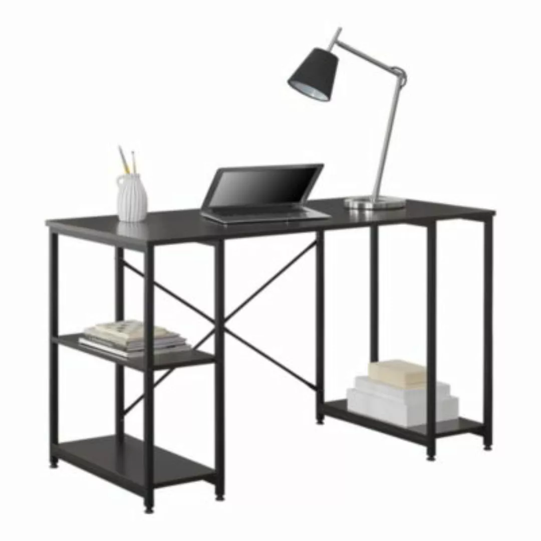 en.casa Schreibtisch mit 3 Ablagen Bürotisch Computertisch auf Metallgestel günstig online kaufen