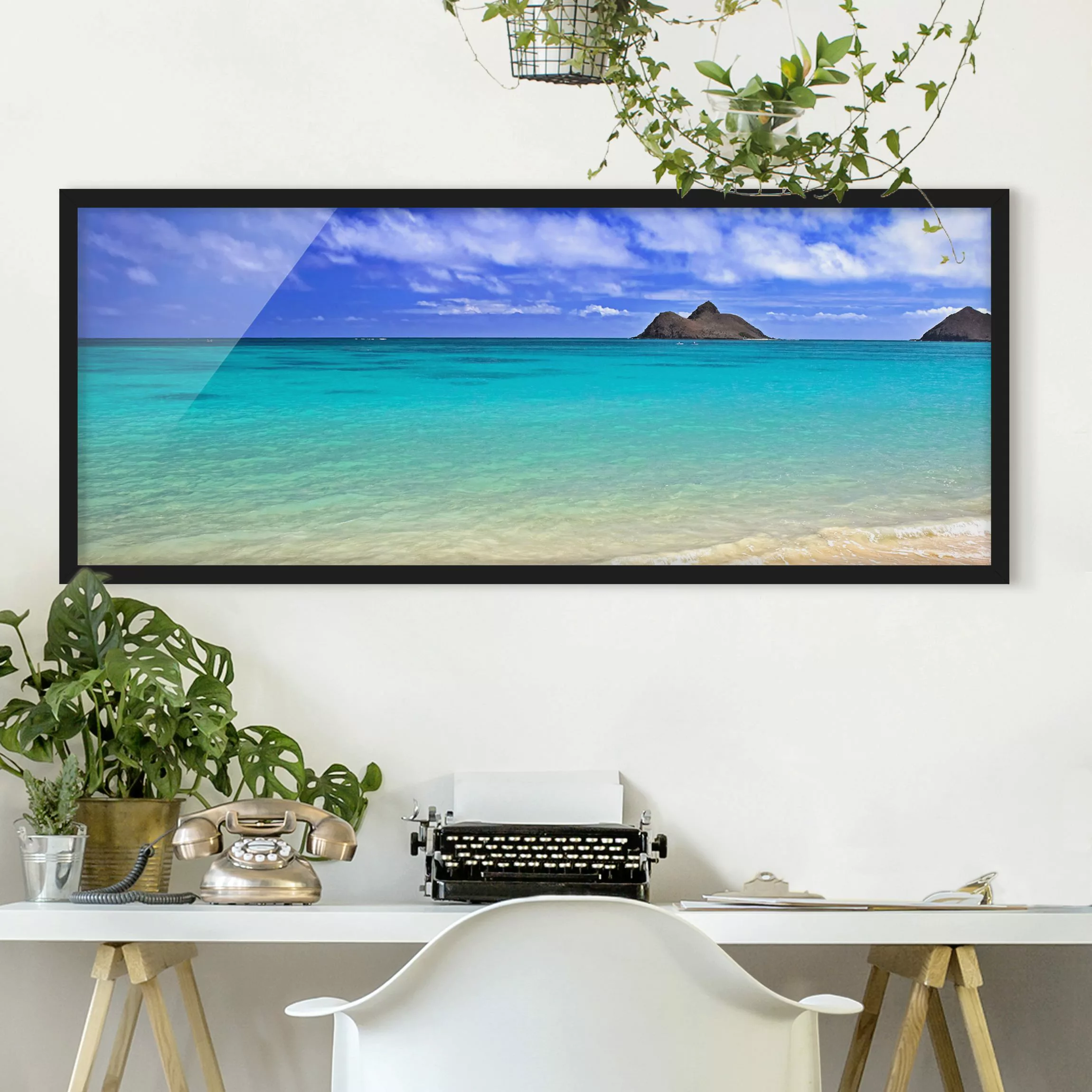 Bild mit Rahmen Strand - Panorama Paradise Beach günstig online kaufen