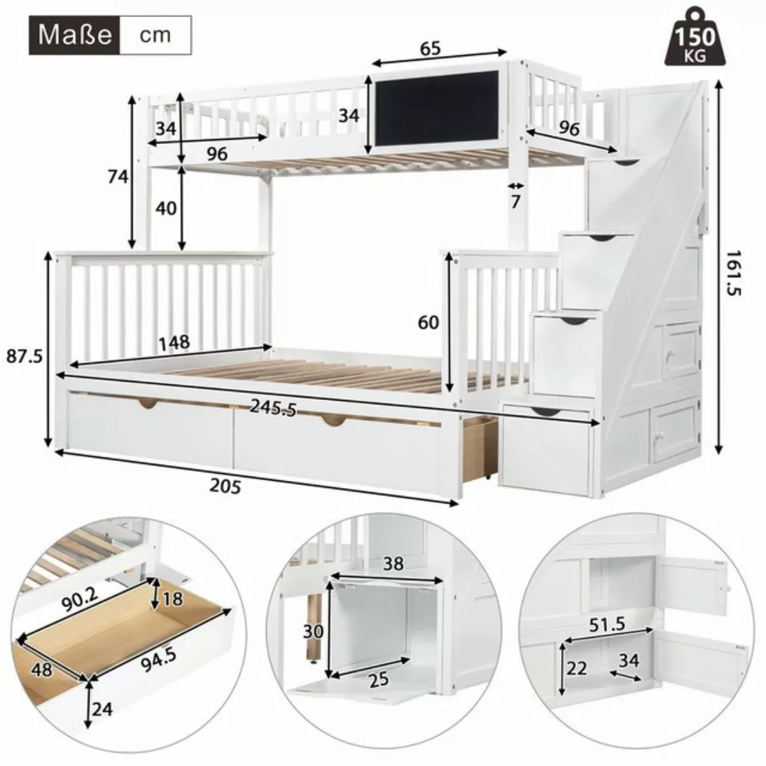 KoDise Etagenbett Kinderbett Bettgestell 90*200cm,140*200cm Doppelbett mit günstig online kaufen