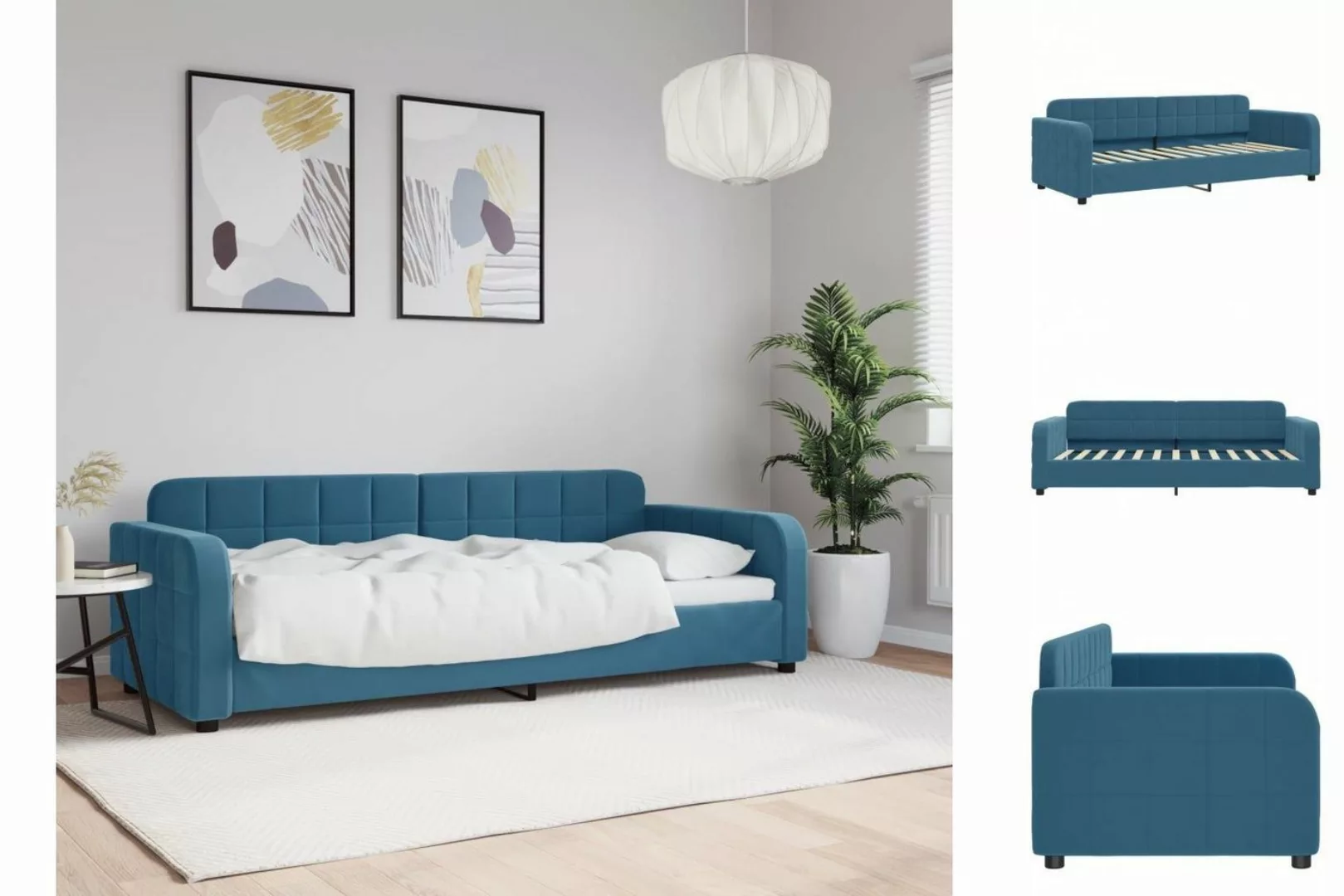 vidaXL Gästebett Tagesbett Blau 80x200 cm Samt Gästebett Gästecouch Gästeso günstig online kaufen