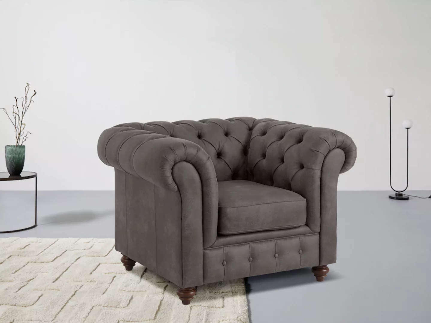 Home affaire Sessel "Chesterfield B/T/H: 105/69/74 cm", mit hochwertiger Kn günstig online kaufen