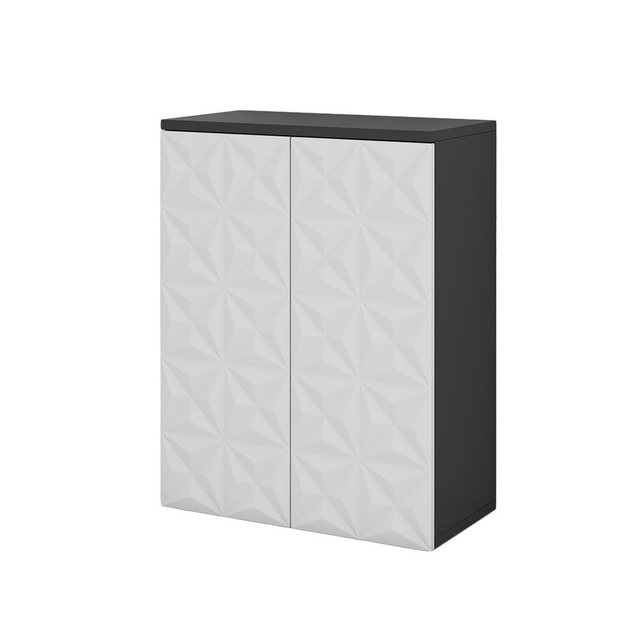 Vicco Midischrank Edge, Schwarz/Weiß, 60 x 79.5 cm mit 2 Türen und 3 Fächer günstig online kaufen
