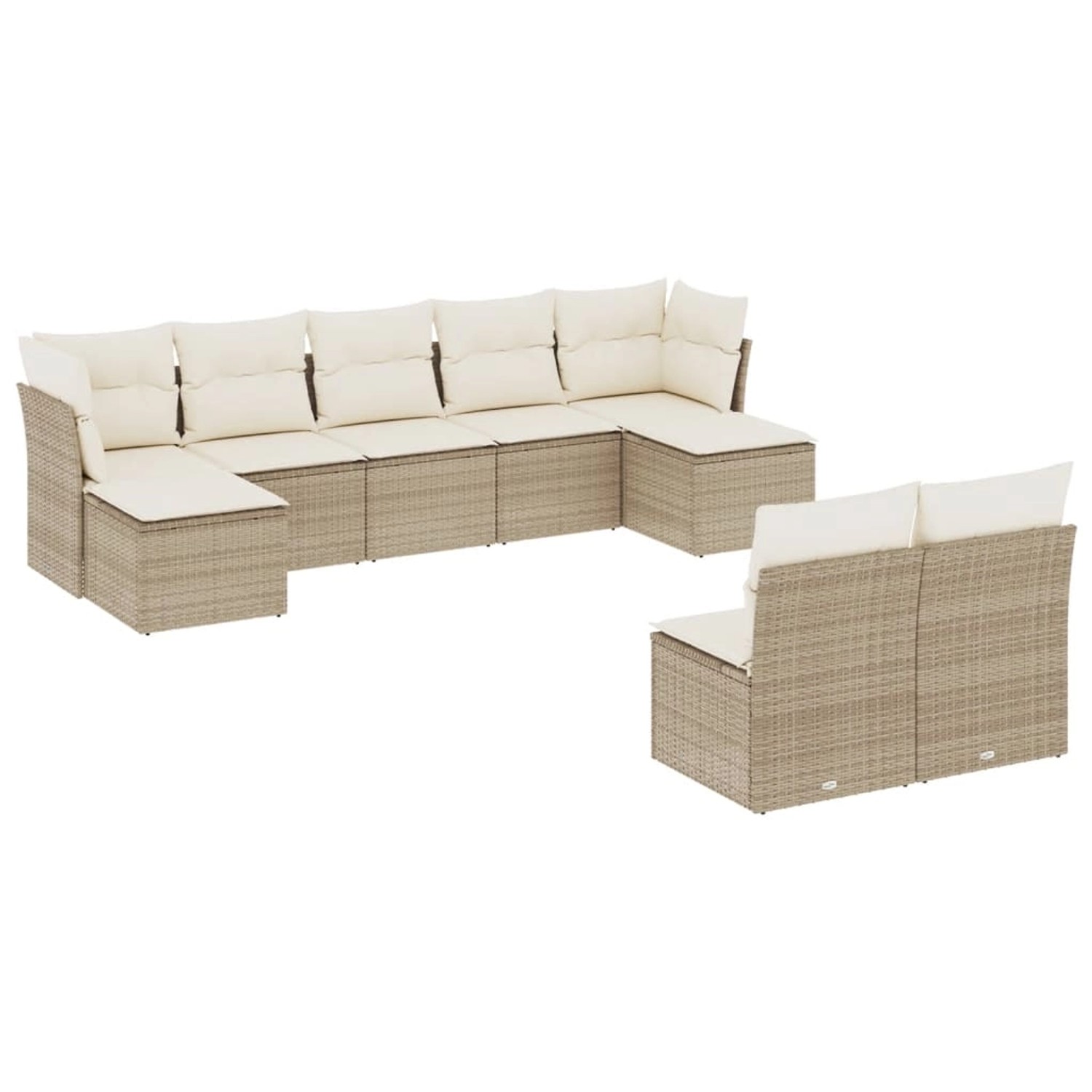 vidaXL 9-Tlg Garten-Sofagarnitur mit Kissen Beige Poly Rattan 3250107 günstig online kaufen