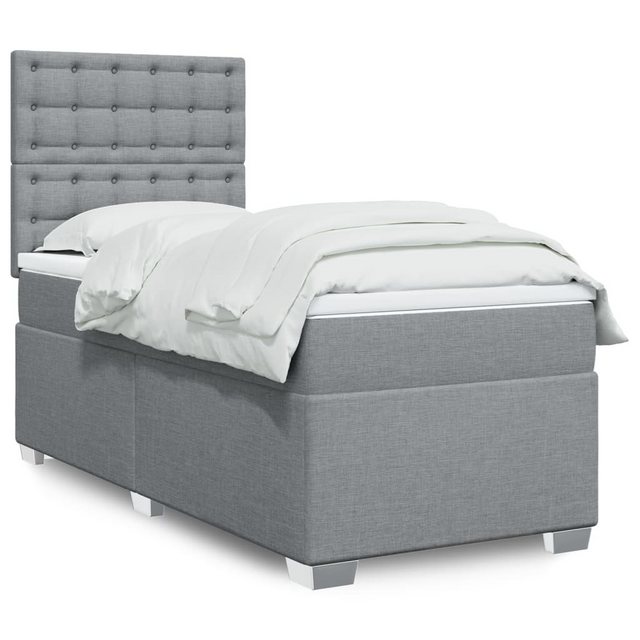 vidaXL Bettgestell Boxspringbett mit Matratze Hellgrau 90x200 cm Stoff Bett günstig online kaufen