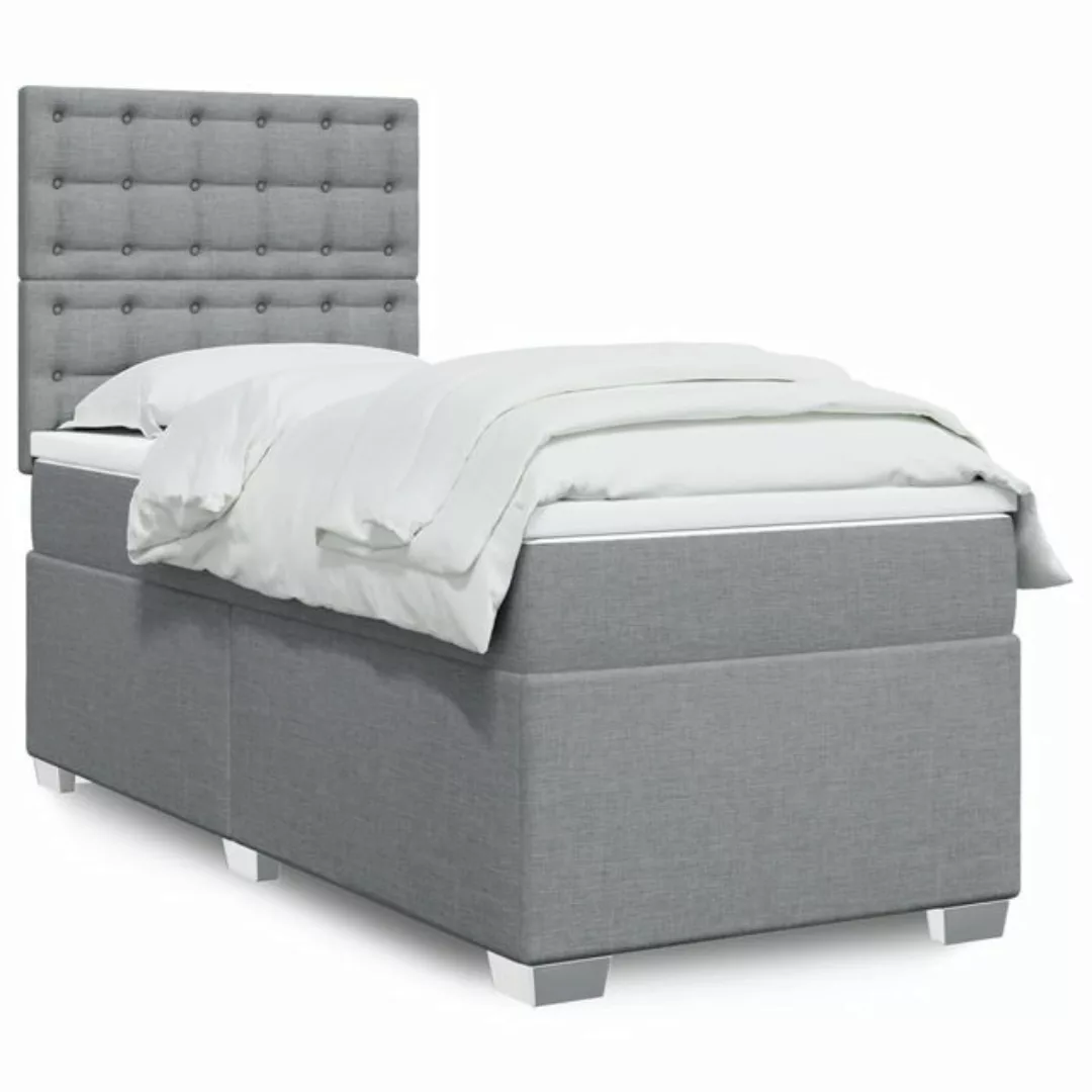 furnicato Bettgestell Boxspringbett mit Matratze Hellgrau 80x200 cm Stoff günstig online kaufen