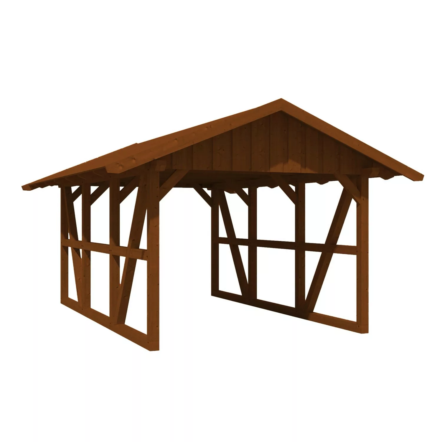 Skan Holz Carport Schwarzwald mit Dachschalung 424 x 600 cm Nuss günstig online kaufen