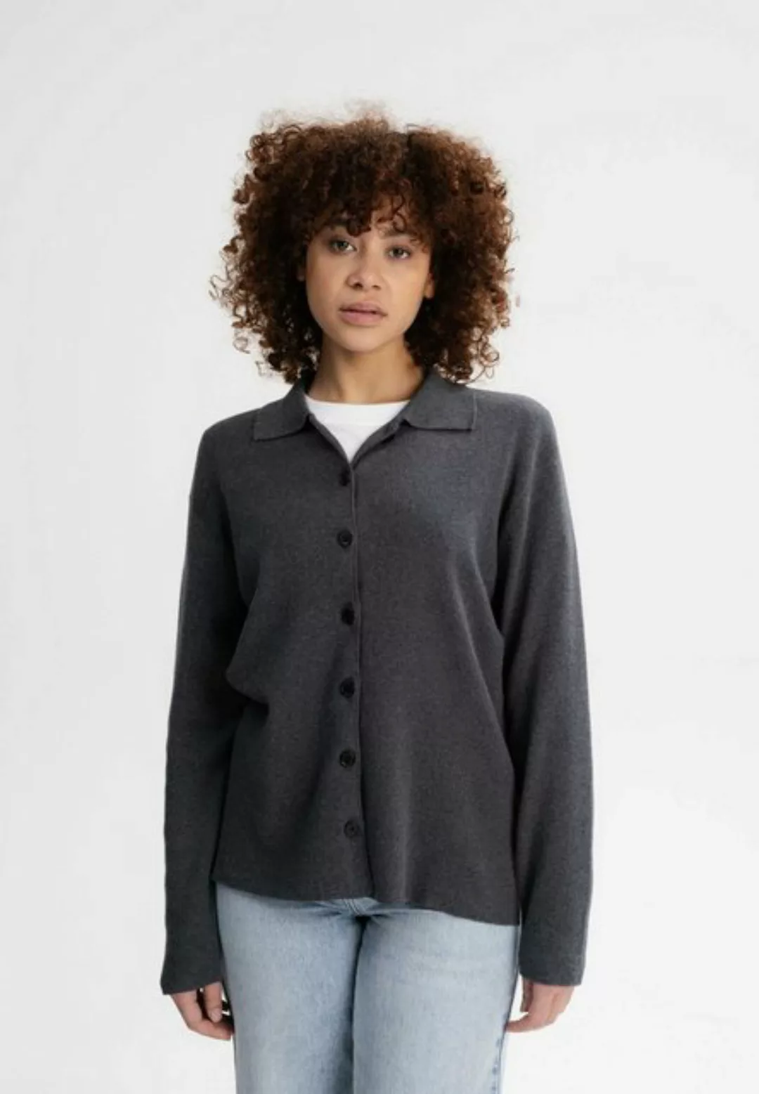 MELA Cardigan Feinstrick Cardigan ULUPI Fein gerippter Kragen günstig online kaufen