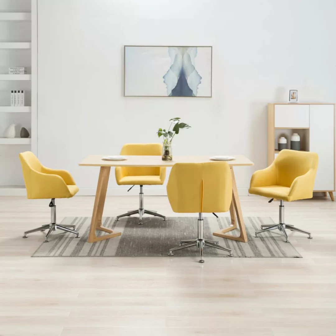 Esszimmerstühle Drehbar 4 Stk. Gelb Stoff günstig online kaufen