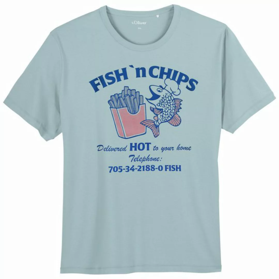 s.Oliver Rundhalsshirt Große Größen Herren T-Shirt mint Fish 'n' Chips s.Ol günstig online kaufen