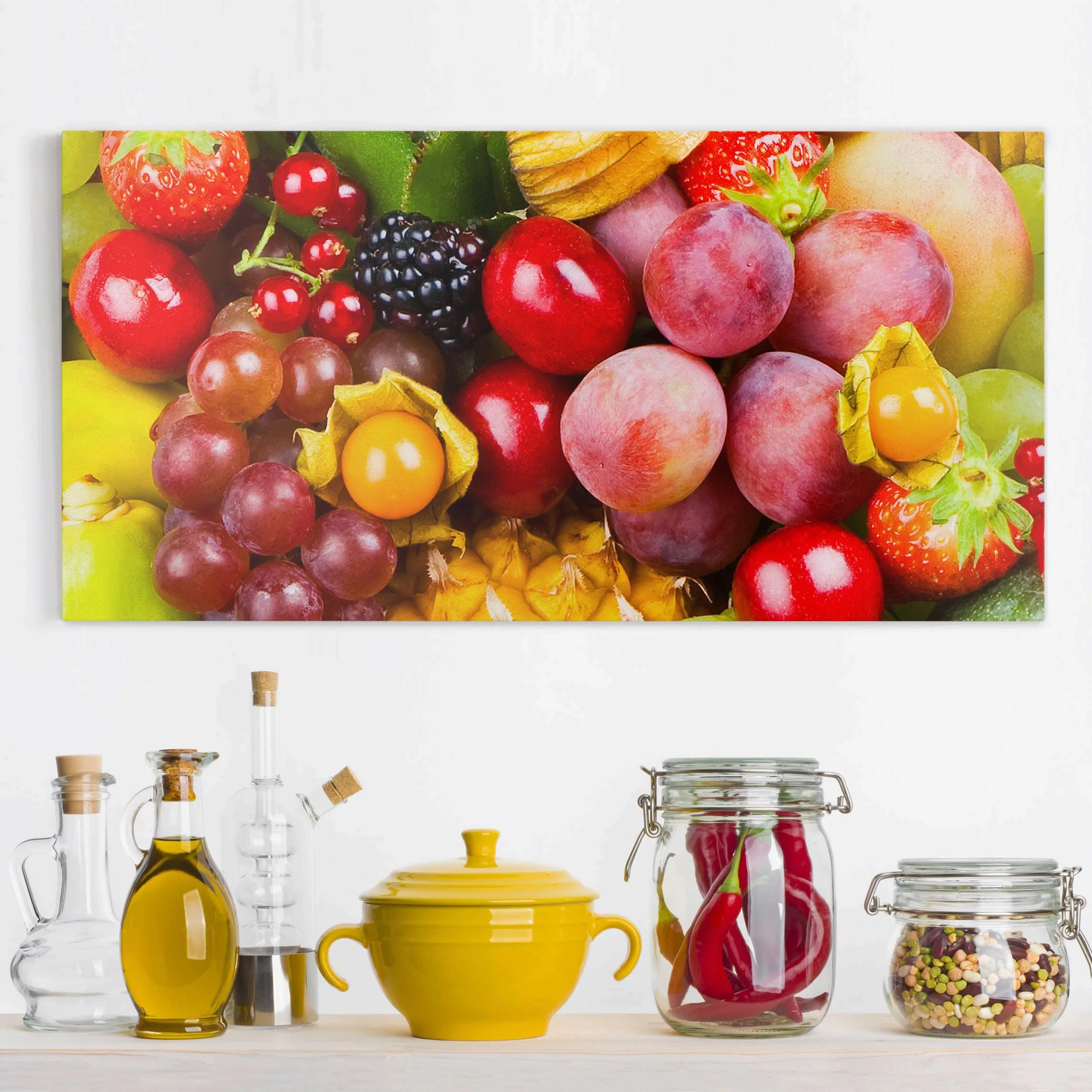 Leinwandbild Küche - Querformat Colourful Exotic Fruits günstig online kaufen