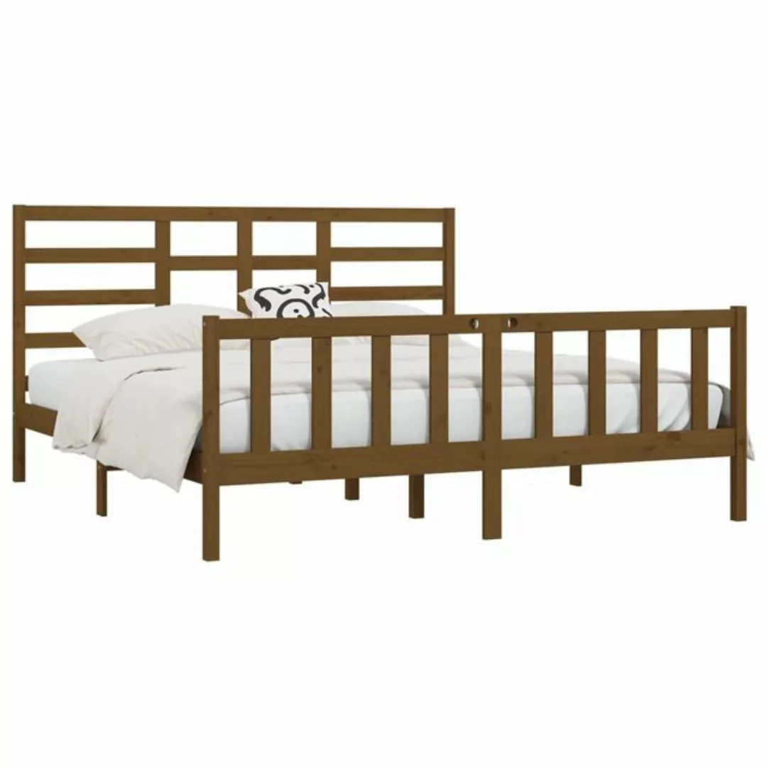 vidaXL Bett Massivholzbett Honigbraun Kiefer 200x200 cm günstig online kaufen